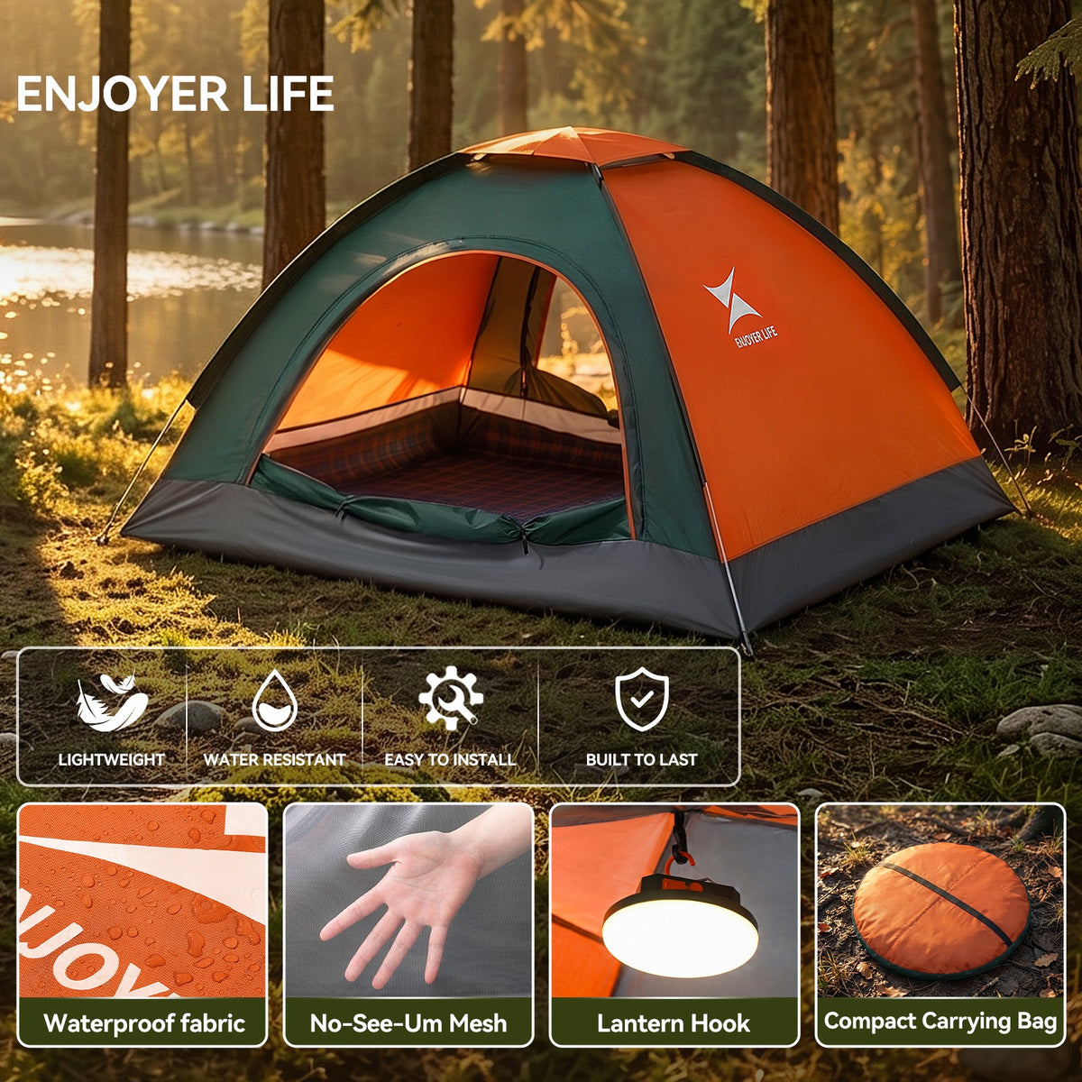 Pop Up Waterproof Tent for Camping Hiking Windproof Instant Shelter US Stock