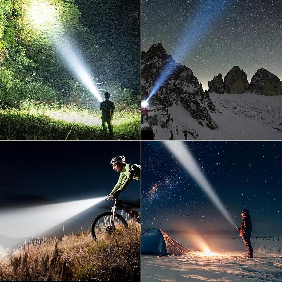 Rechargeable Tactical Flashlight 1000 Lumens with Type C Cable for Camping