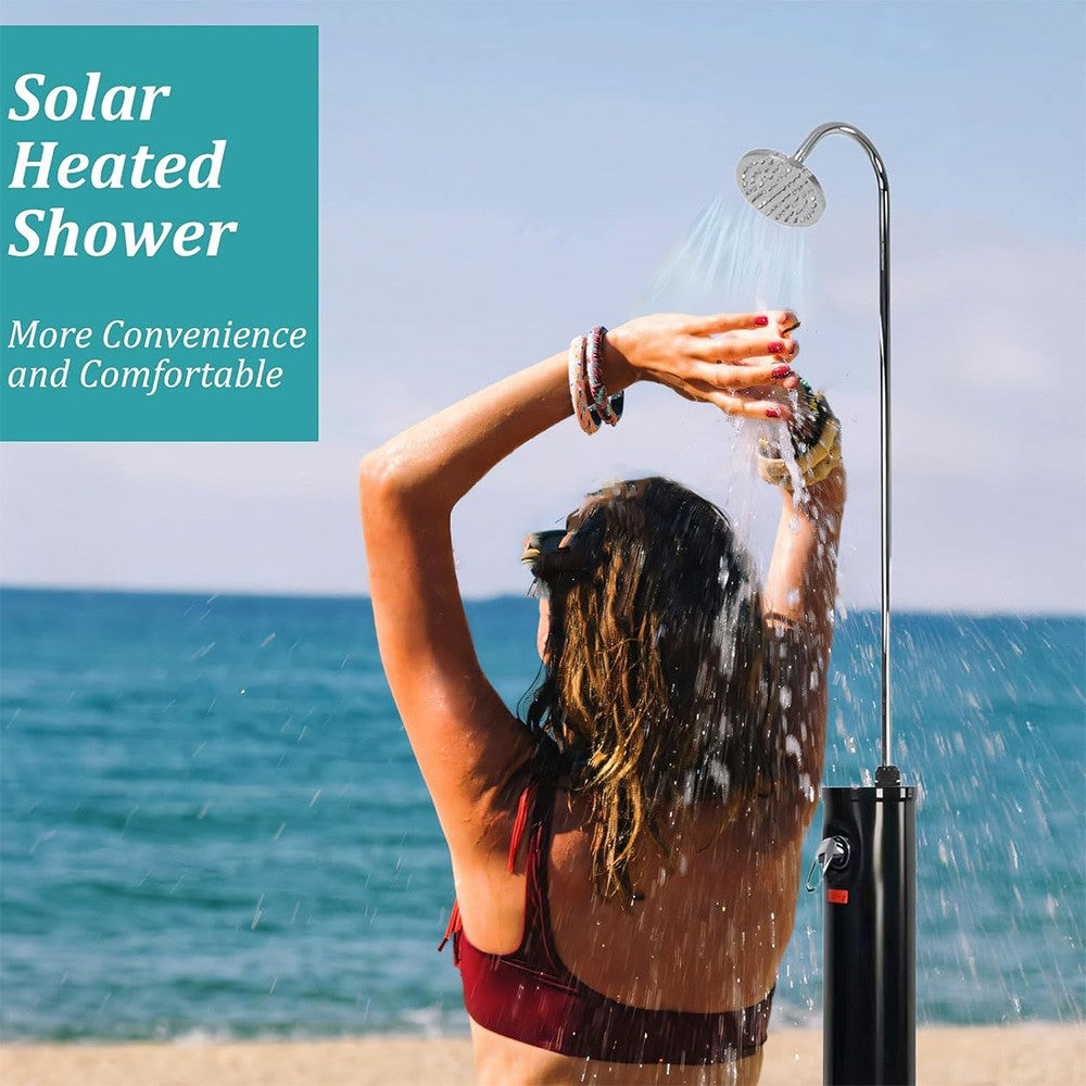7FT Solar-Powered Outdoor Shower with Adjustable Head and Foot Tap