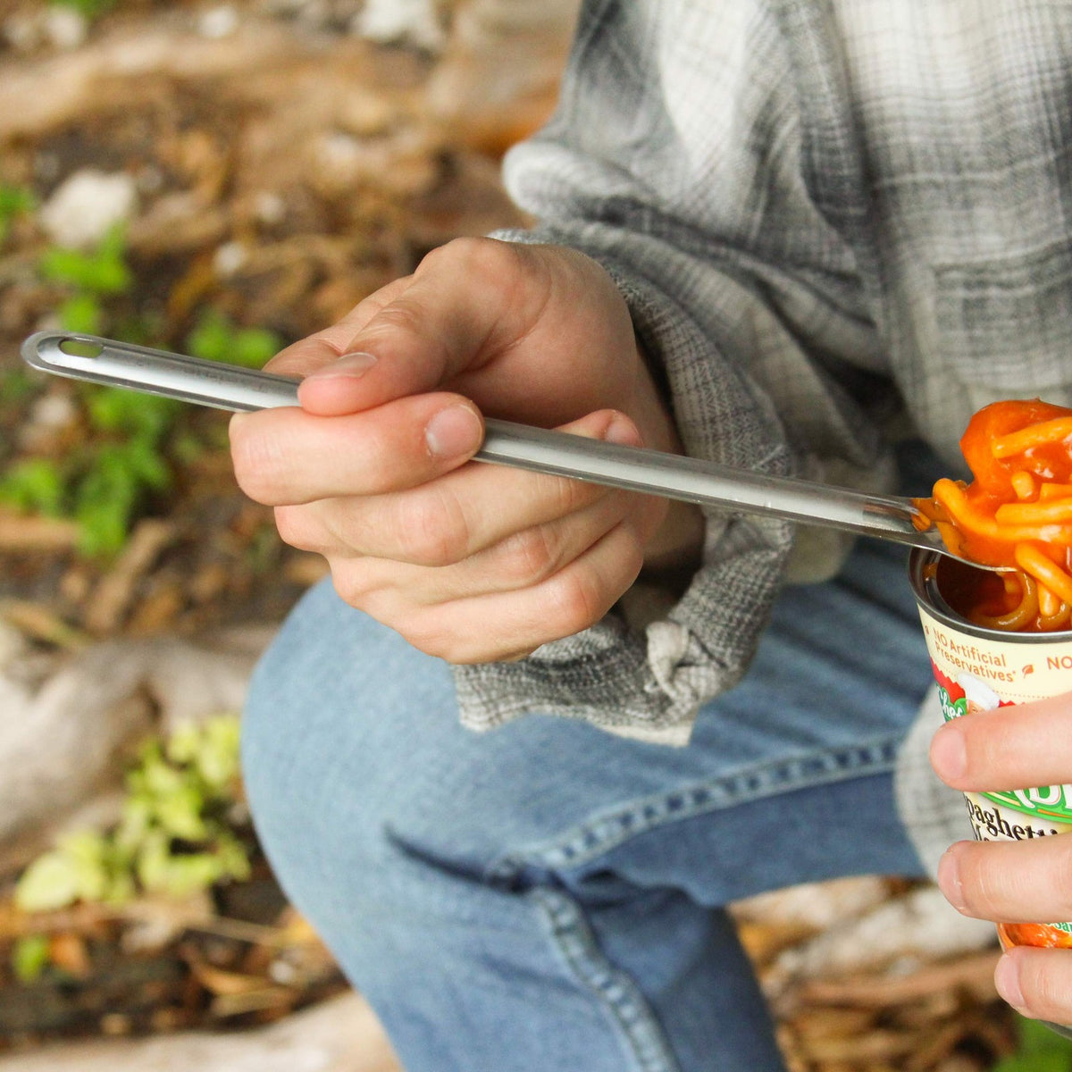 Long Handle Camping Spork & Spoon Set - Stainless Steel Backpacking Utensils