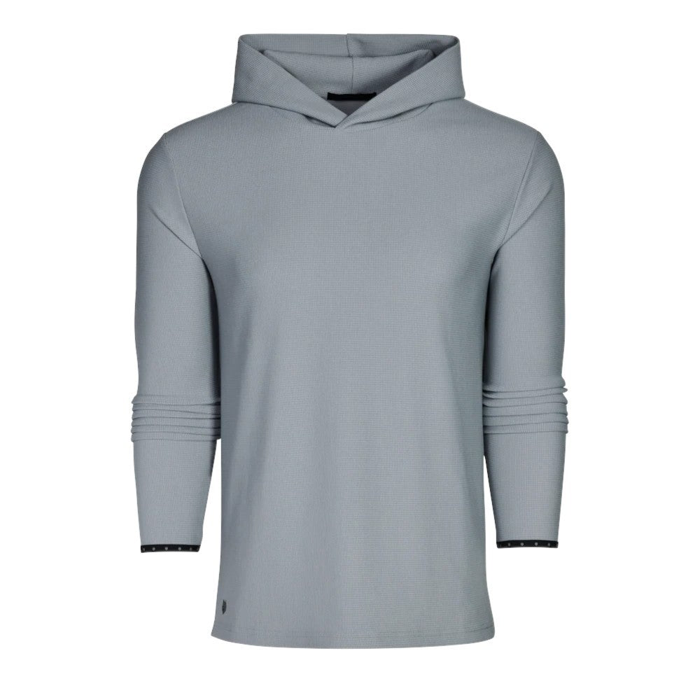 Waffle Knit Hoodie for Men - Casual Performance Pullover with Silicone Wolf Accent