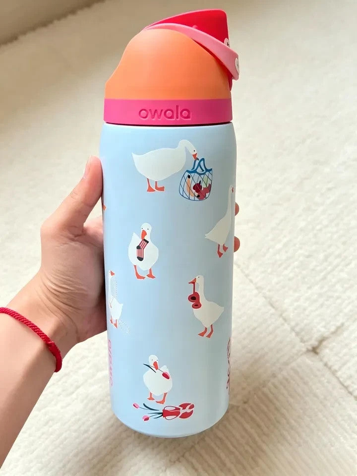 32oz Insulated Stainless Steel Water Bottle with Goose Design - BPA-Free, Leakproof, Outdoor Use