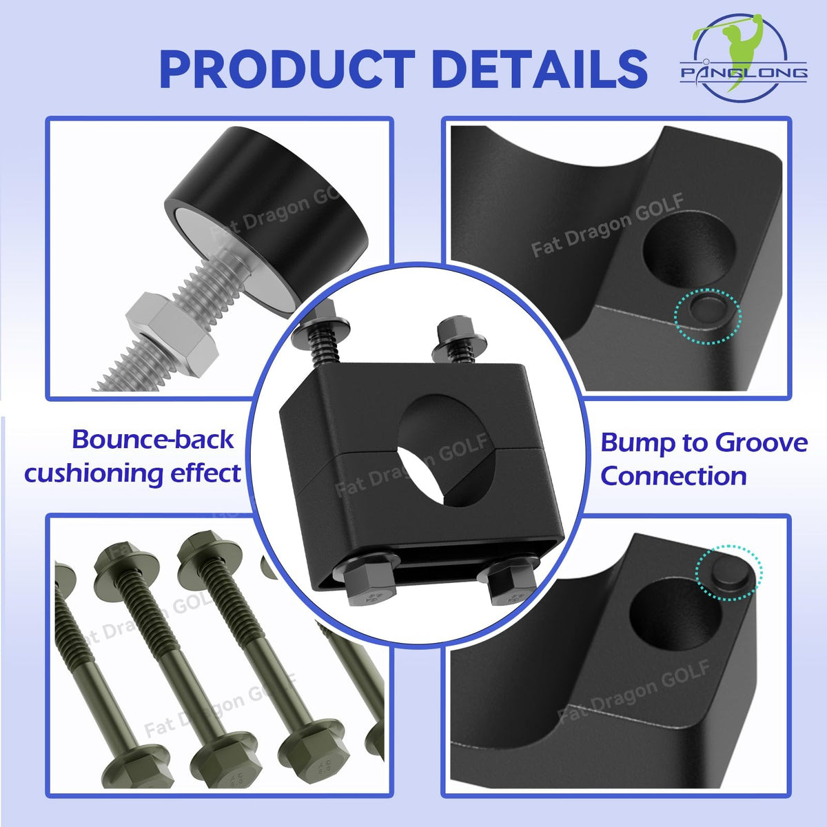 Golf Cart Brake Block Mounting Kit with Screws and Nuts - Black