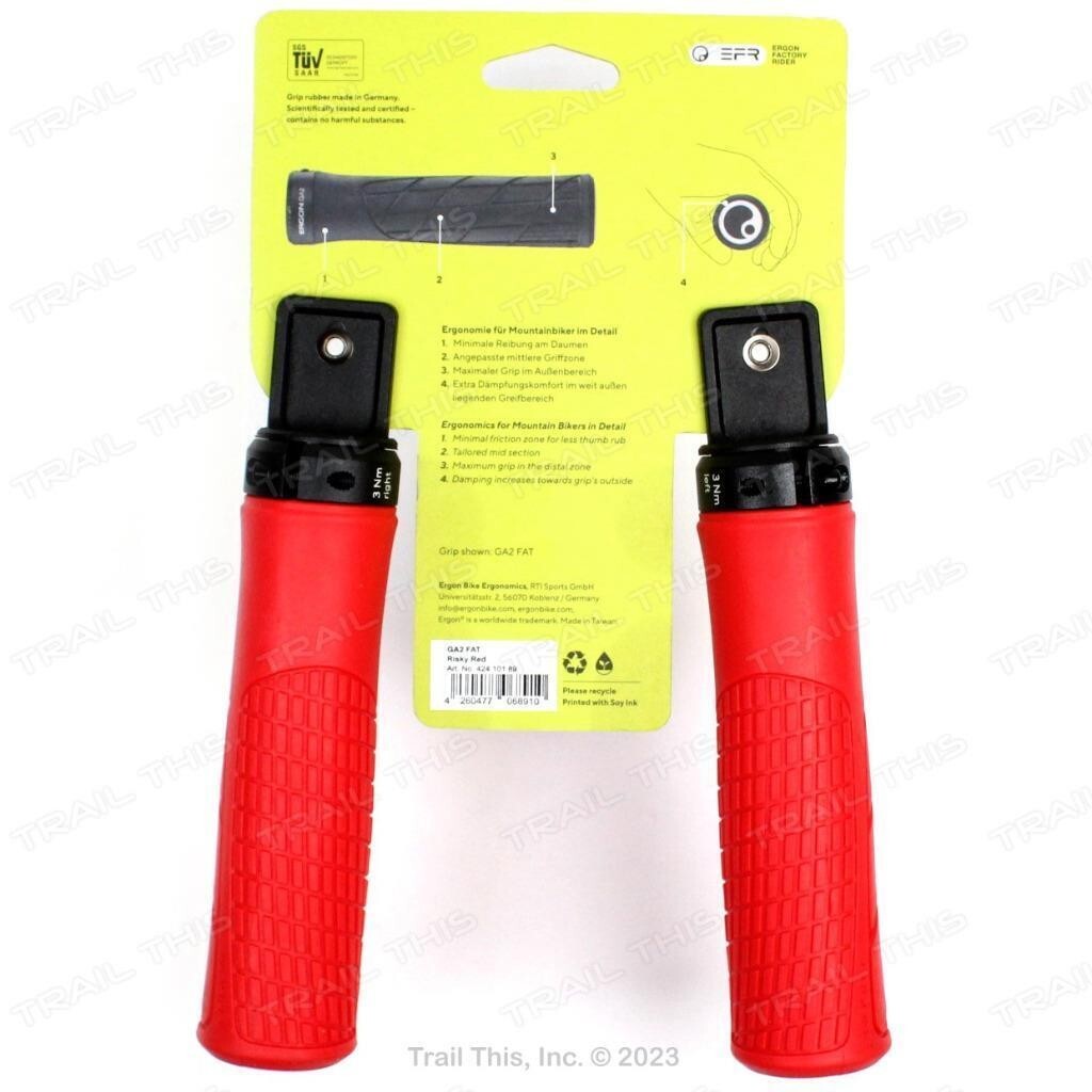 Large MTB Handlebar Grips - Risky Red Lock-On MTB & Hybrid Bike Handlebar