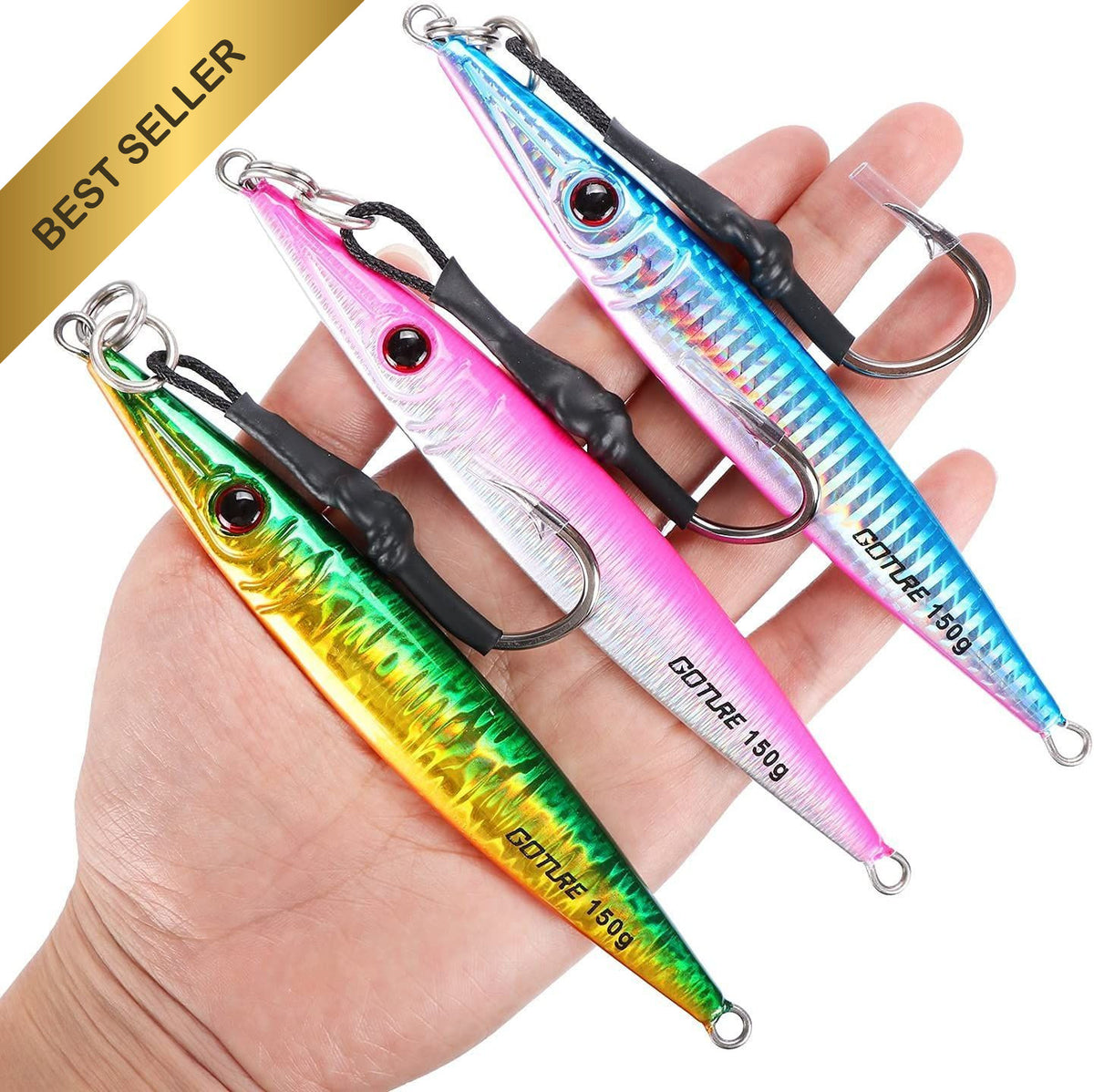 Saltwater Fishing Jigs 80-200g with Assist Hooks for Deep Sea Tuna & Snapper