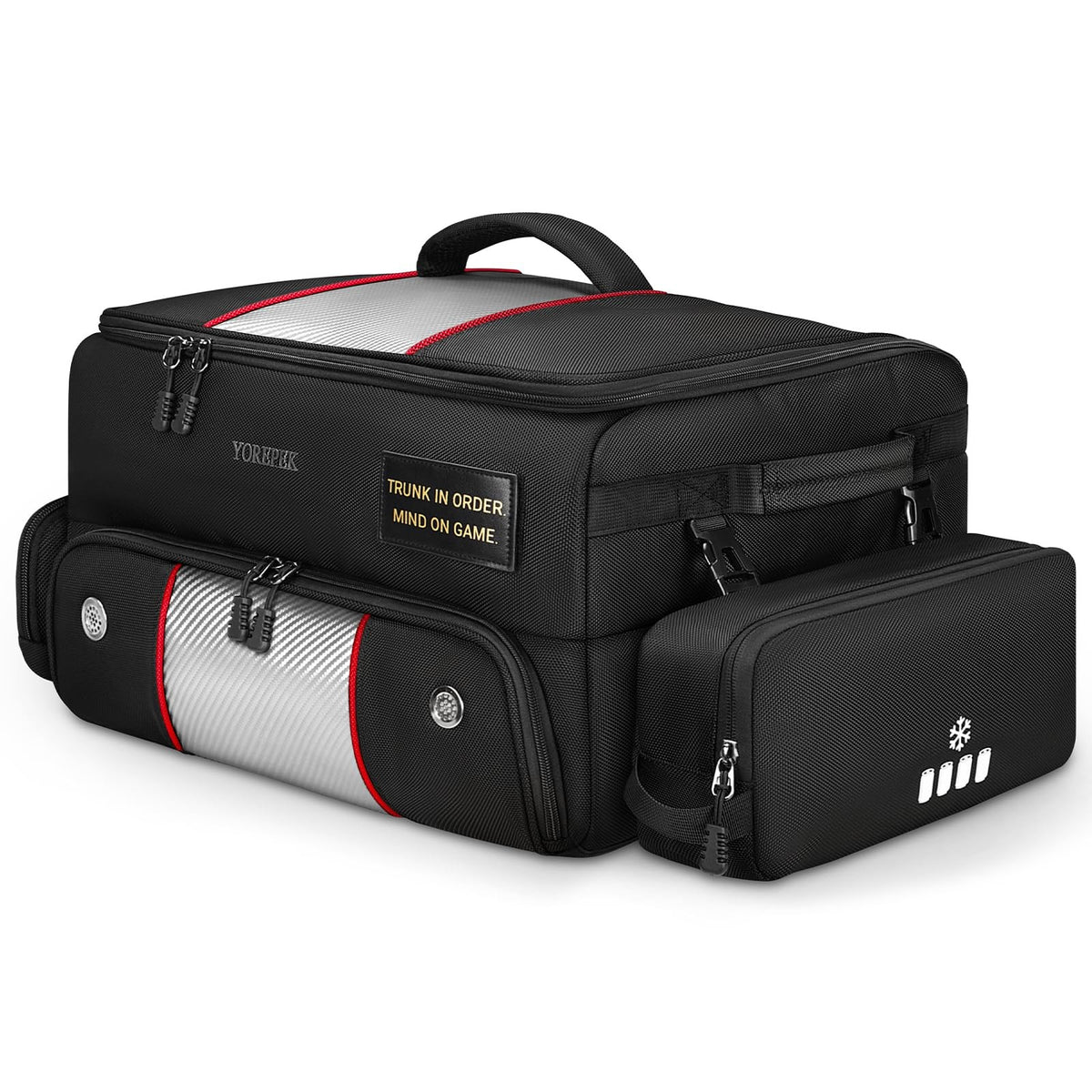 Upgraded Golf Trunk Organizer with Removable Insulated Drink Pouch