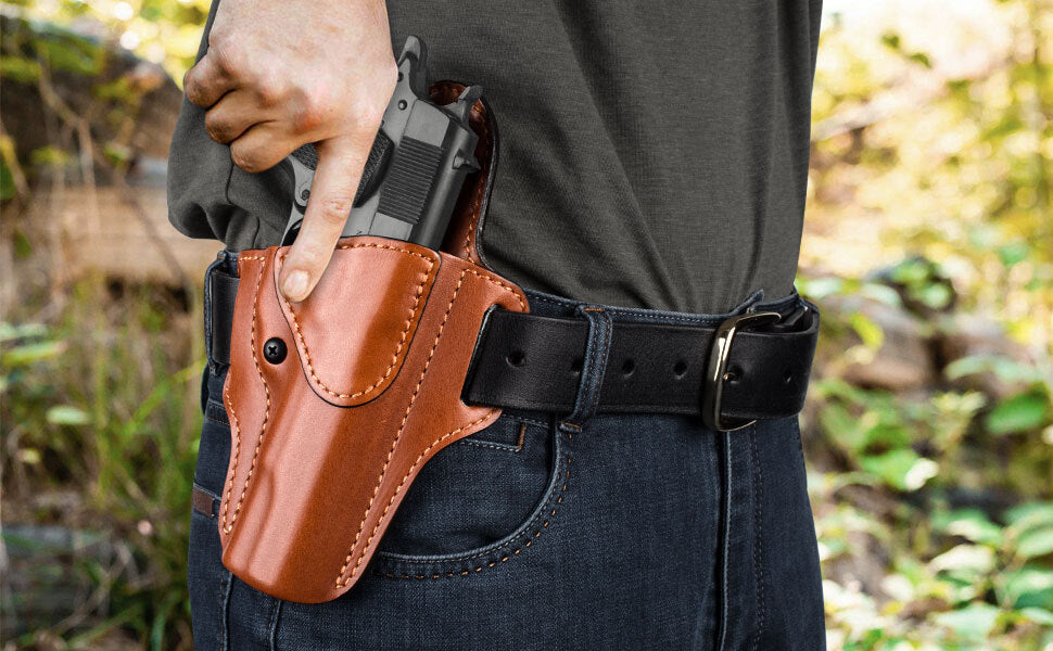 1911 Leather Holster for 5-Inch Barrels OWB Concealed Carry - Fits Colt Kimber Springfield