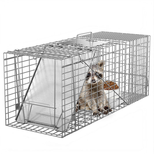 Live Animal Cage Trap 32 x 12.5 x 12 Inches Humane Rodent Raccoon Trap
