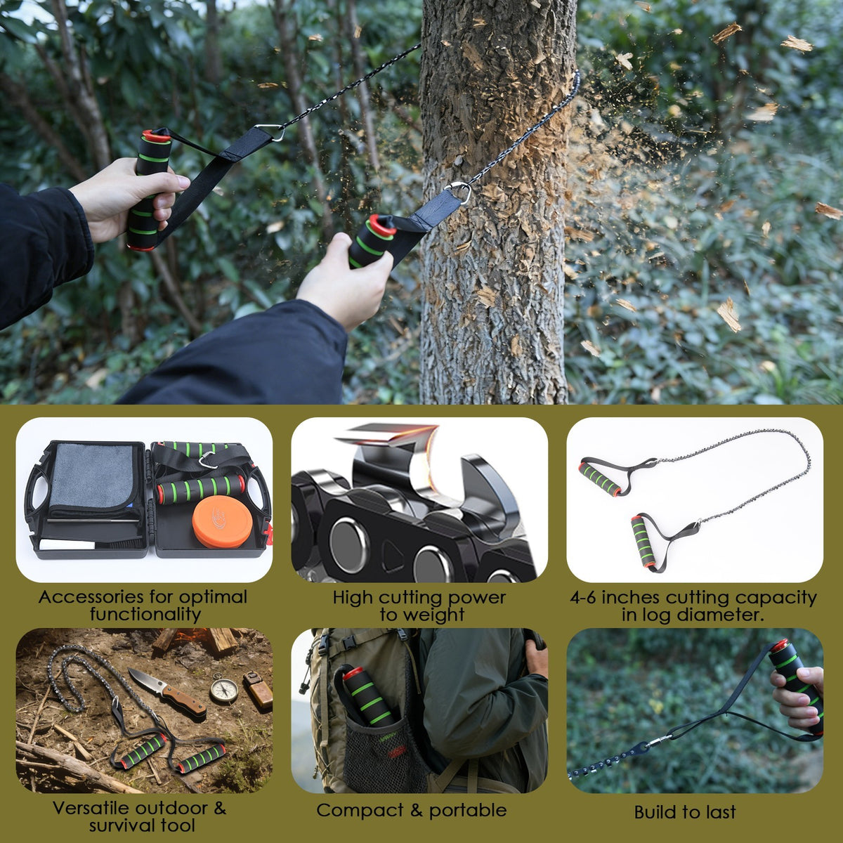 24-Inch Portable Folding Hand Chainsaw Kit for Camping & Outdoor Use