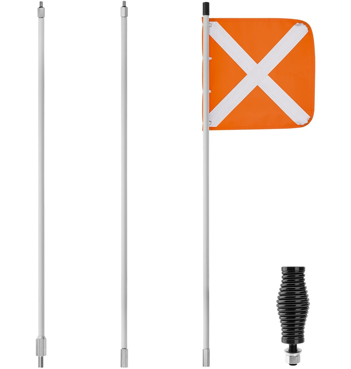12x12 PVC Reflective Sand Safety Flag with Spring Mounting Base for Off-Road Vehicles
