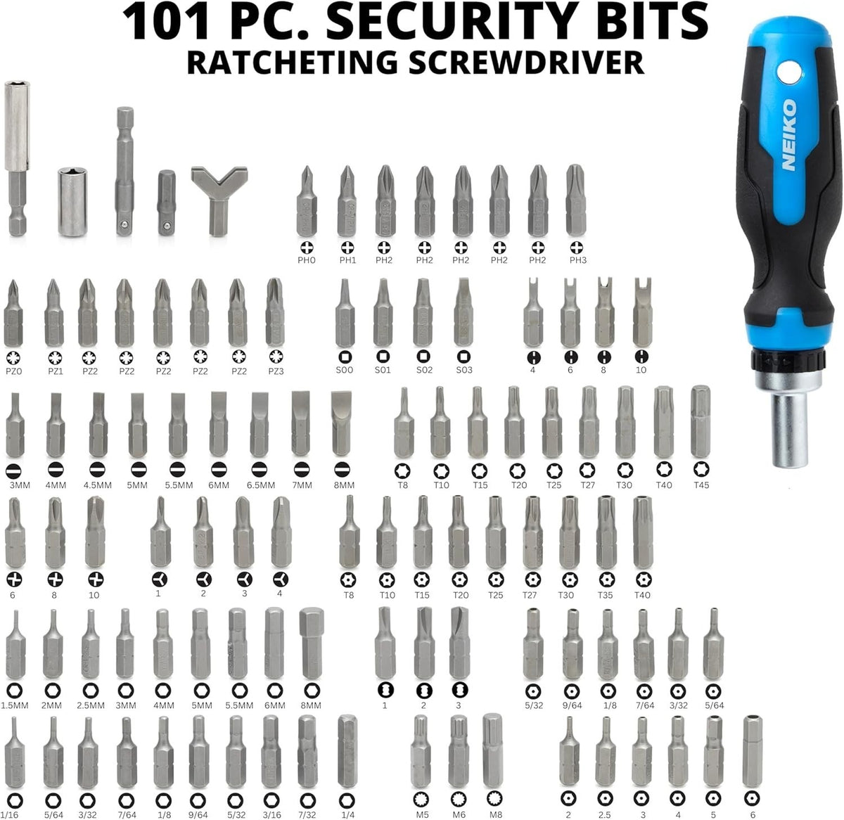 Security Screwdriver Bit Set 101 Pieces - Chrome Vanadium Steel for Gunsmithing and Precision Repairs