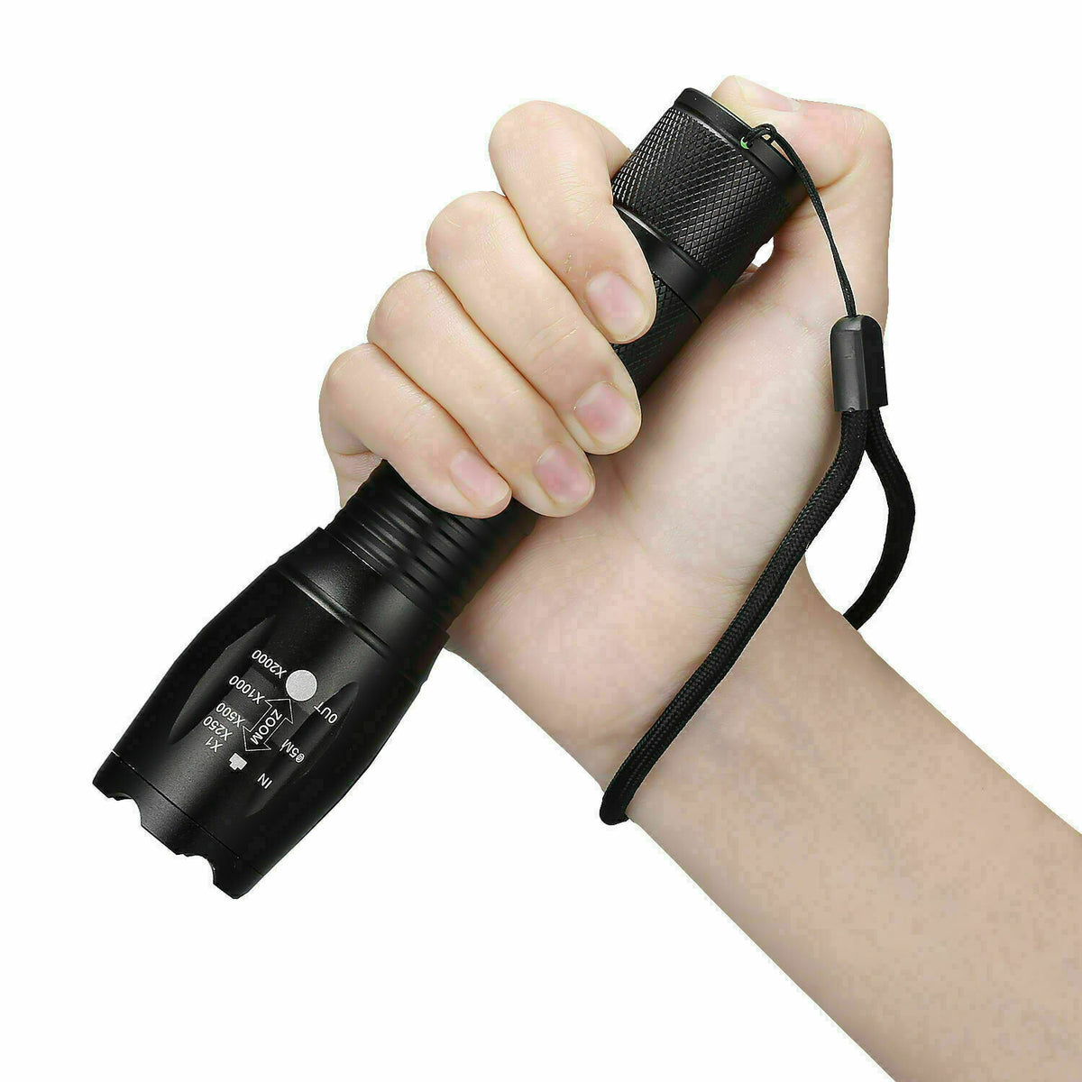 Super Bright Tactical LED Flashlight with Zoom and Safety Modes