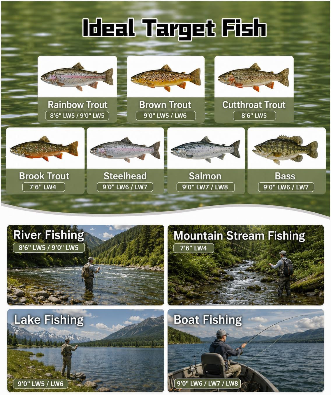 Heritage Fly Fishing Rod with Tube - Premium IM8 Carbon Fiber, Classic Design