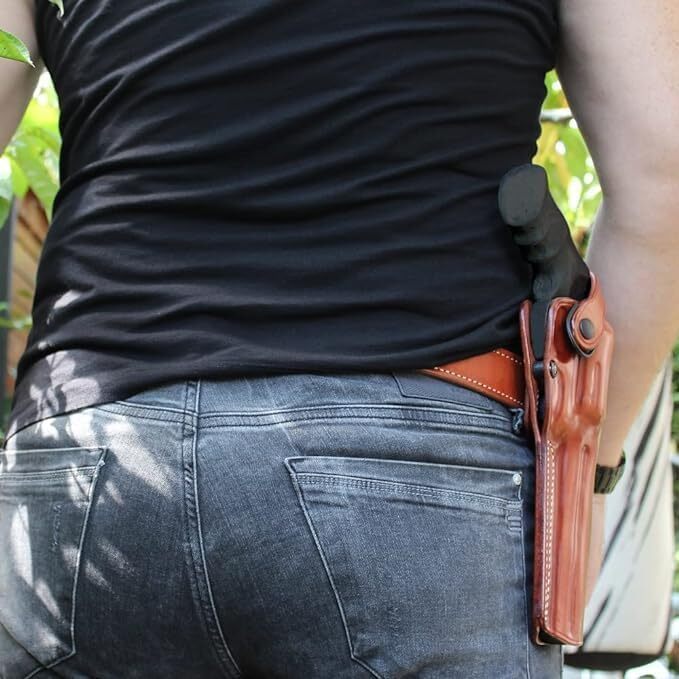3-Slot Leather Gun Holster Fits Colt Anaconda 44 Magnum 6-Inch Barrel