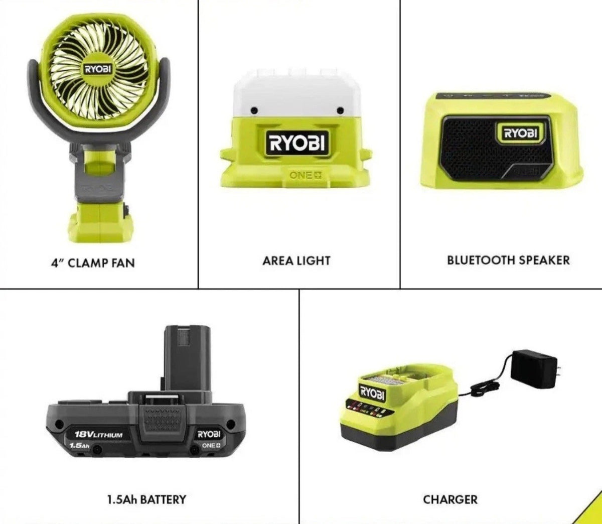 Ryobi ONE+ 18V Cordless Camping Multi-Tool Kit with Lantern, Fan & Battery