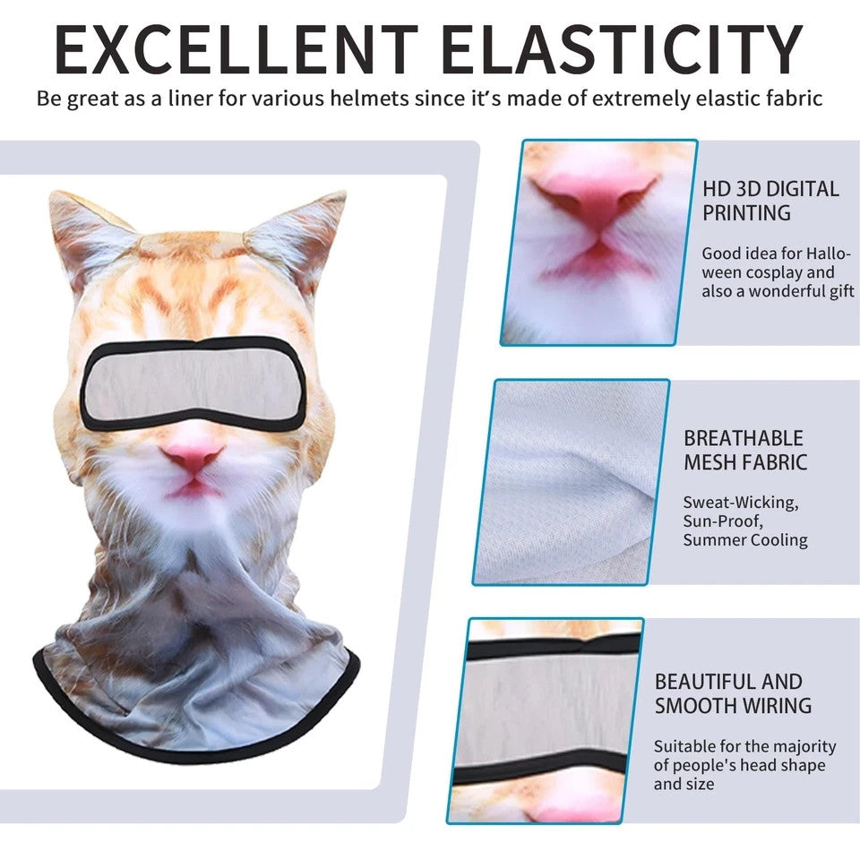 3D Cat Ski Balaclava Face Mask Ears Cute Animal Ski Mask