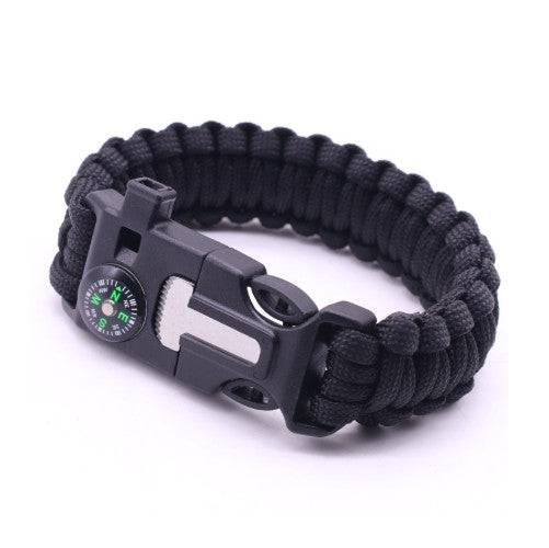 Multifunctional Survival Paracord Wristband with Compass Fire Starter Whistle