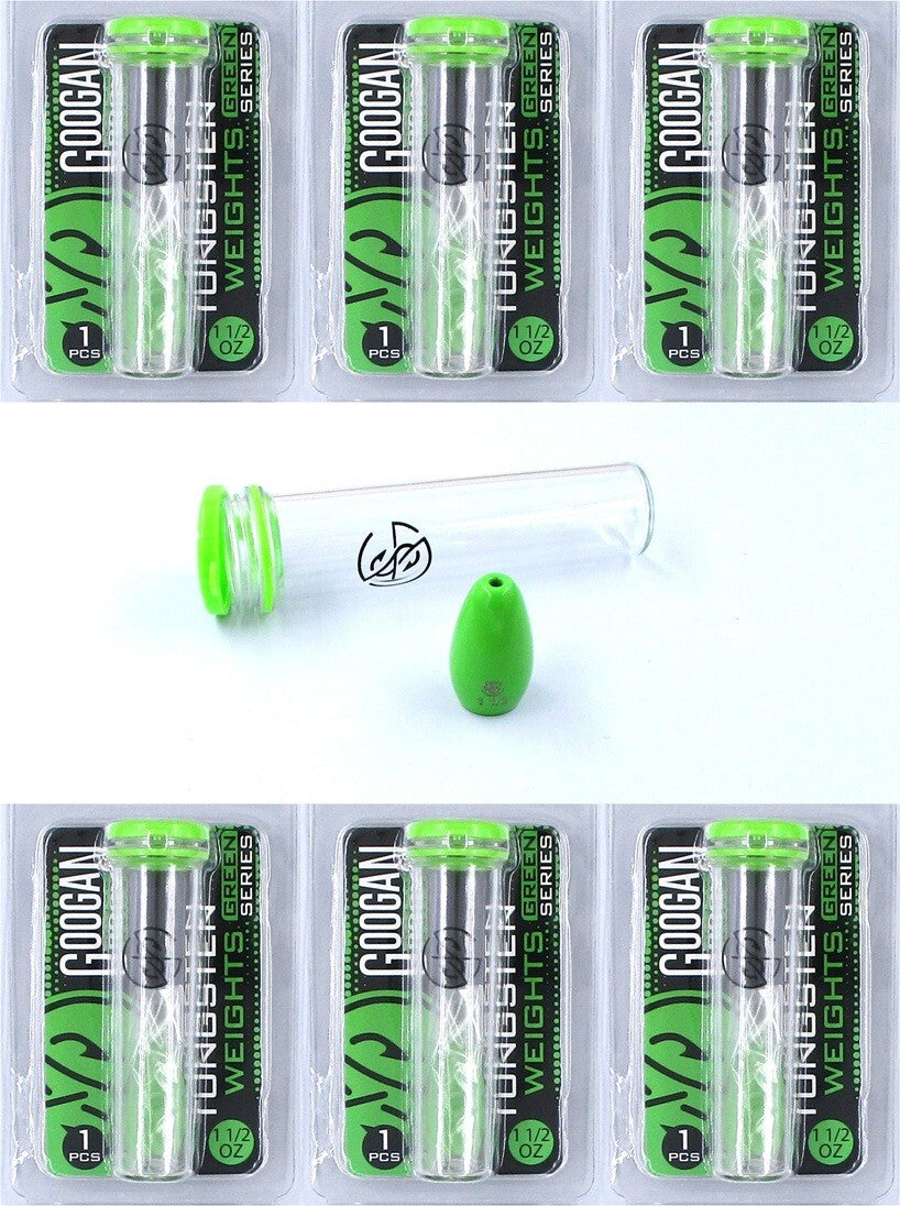 Fishing Tungsten Bullet Worm Weights 1.5 Oz - Green, Pack of 6
