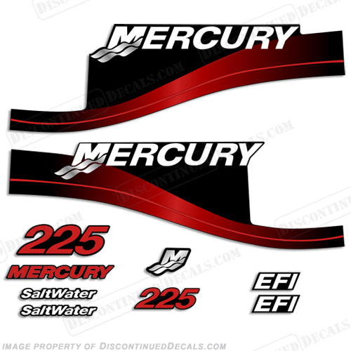 Mercury Outboard Decal Kit Fits 225hp Models Blue & Red