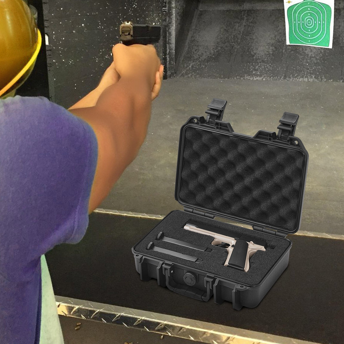 Hard Pistol Case Waterproof Lockable Gun Storage with Pre-Cut Foam