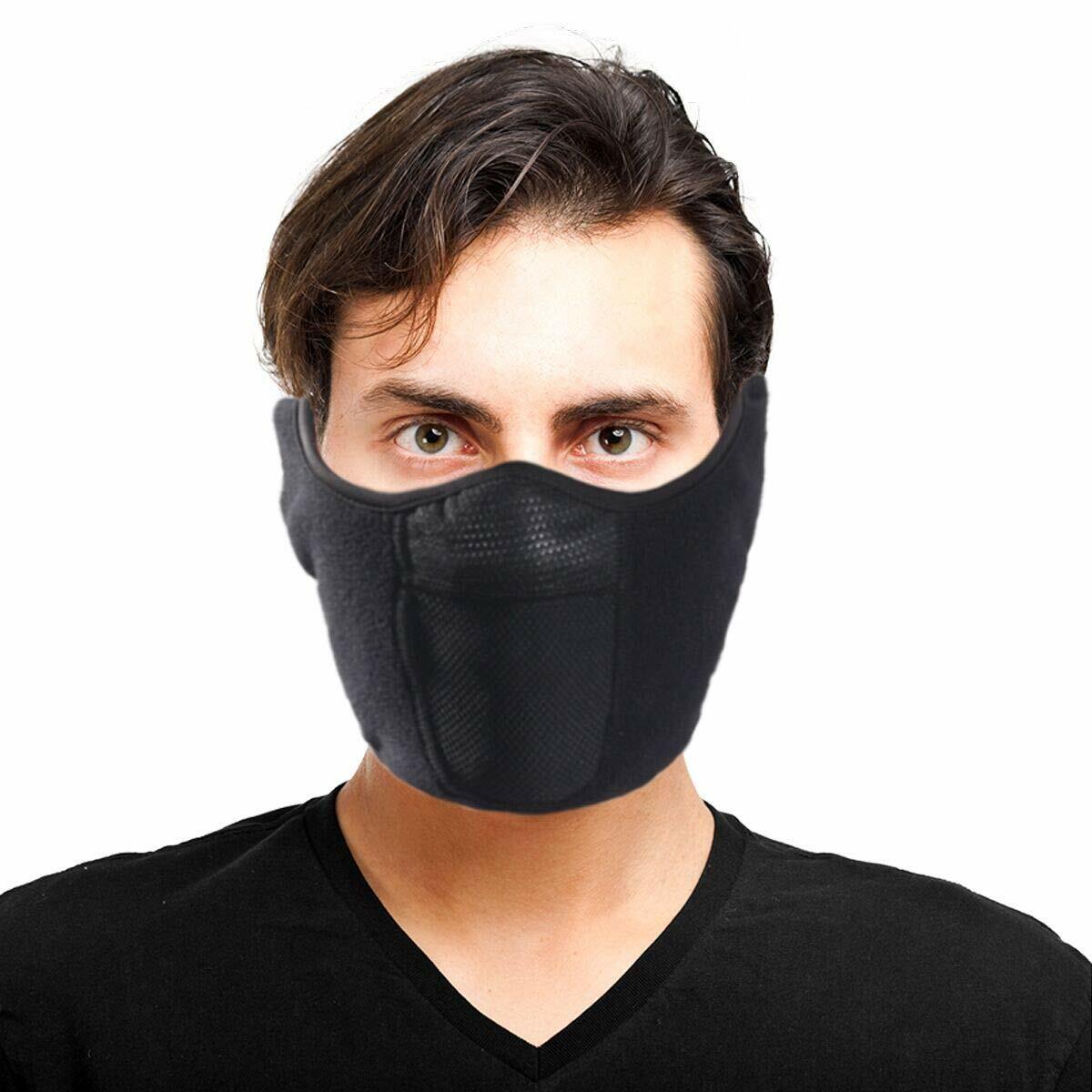 Unisex Winter Half Ski Mask with Ear Warmer, Windproof Fleece Face Cover