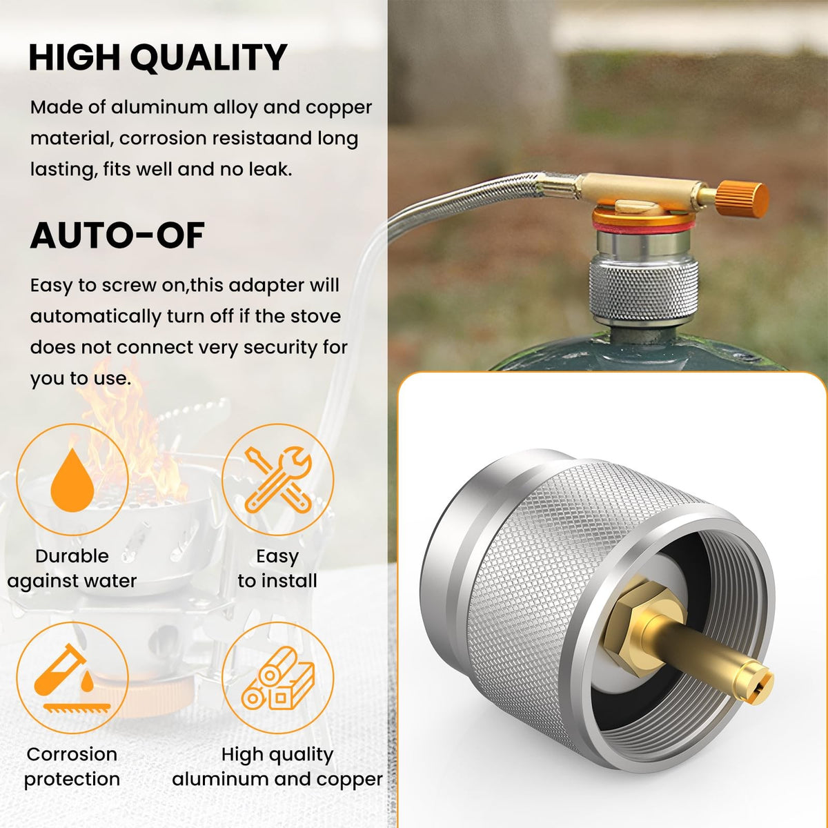 Propane to Butane Gas Adapter for Camping Stoves - EN417 Valve Converter