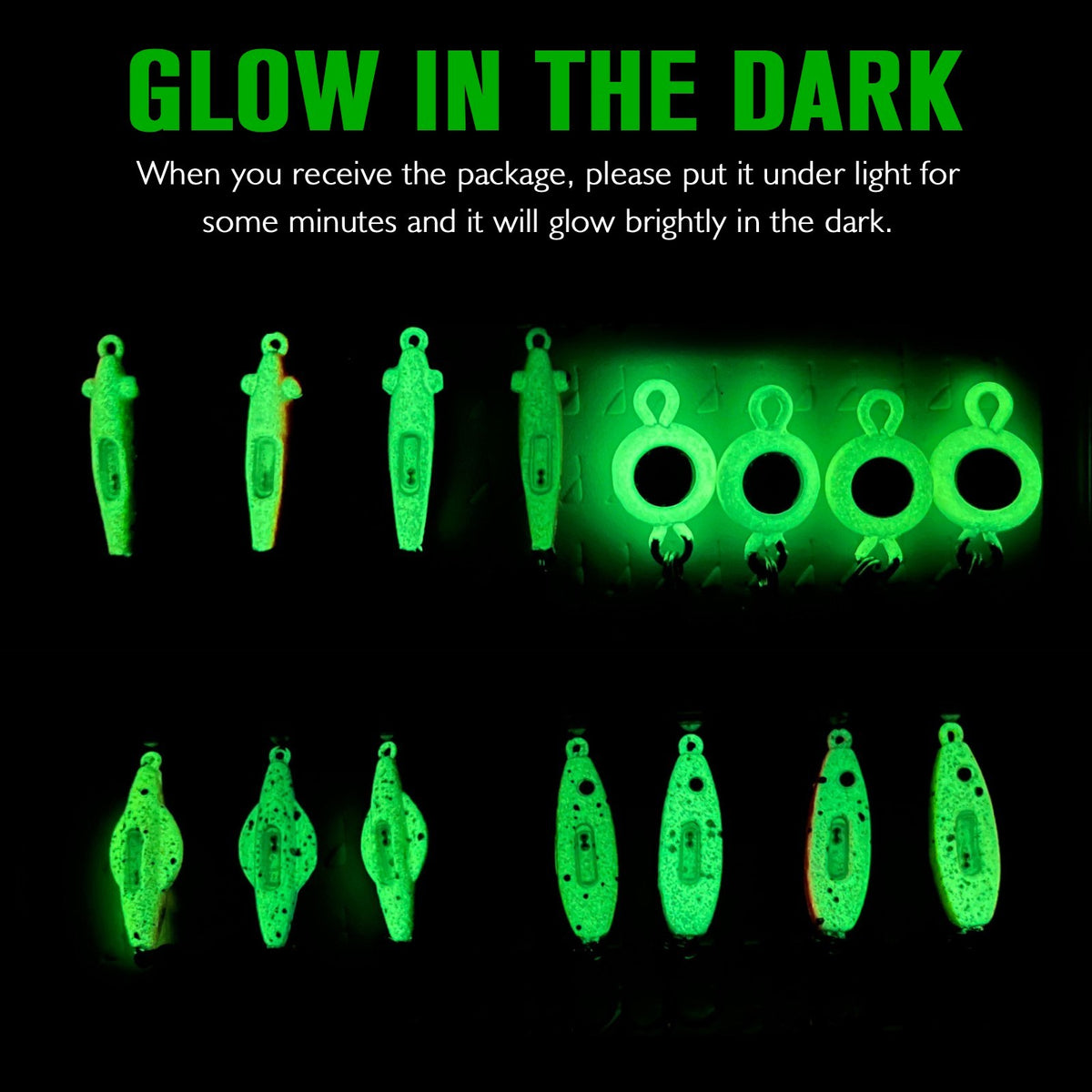 15PCS Ice Fishing Spoons Kit - Glow & Rattling Lures with Treble Hooks