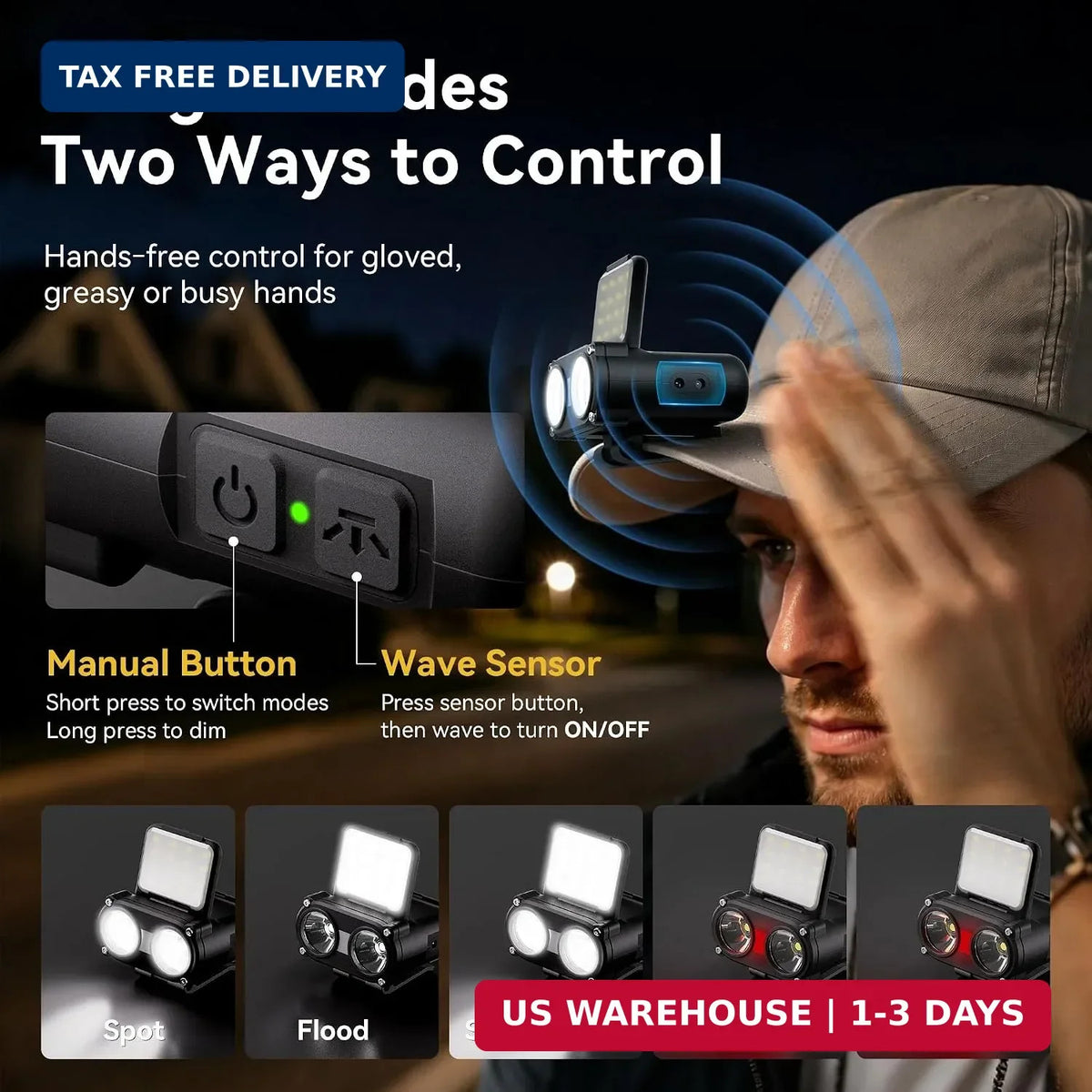 Rechargeable LED Headlamp & Cap Light 800 Lumens, Waterproof & Dimmable