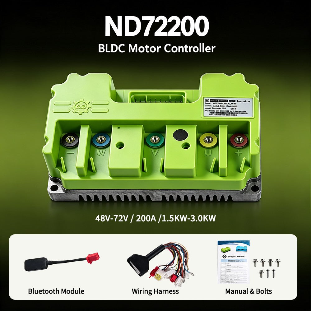 Electric Motor Controller Bluetooth 55A 200A Phase 48-72V for E-Bike, Dirt Bike