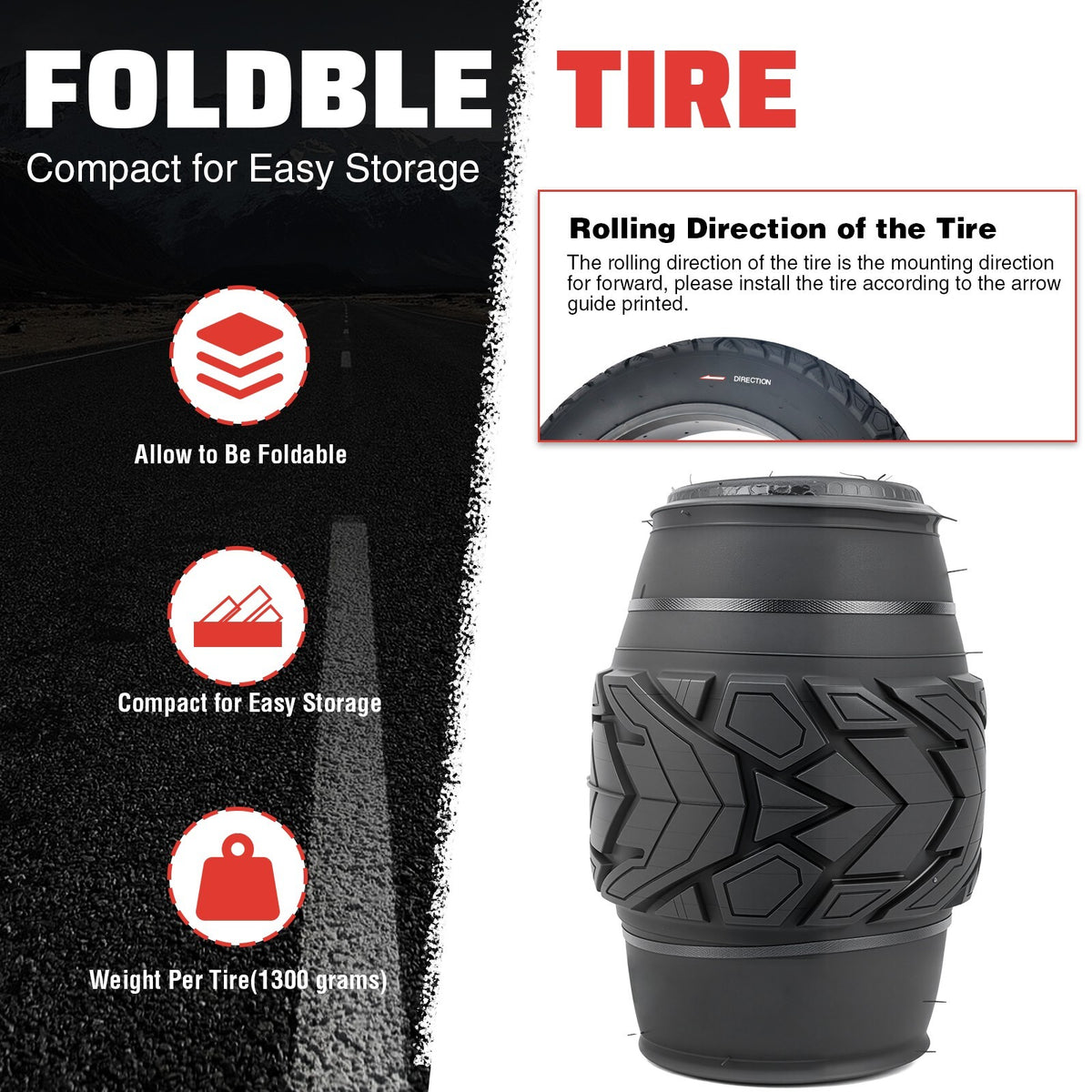 Fat Bike Tire 20x4.0 Inch - Mountain Snow Off-Road Fat Tire Set