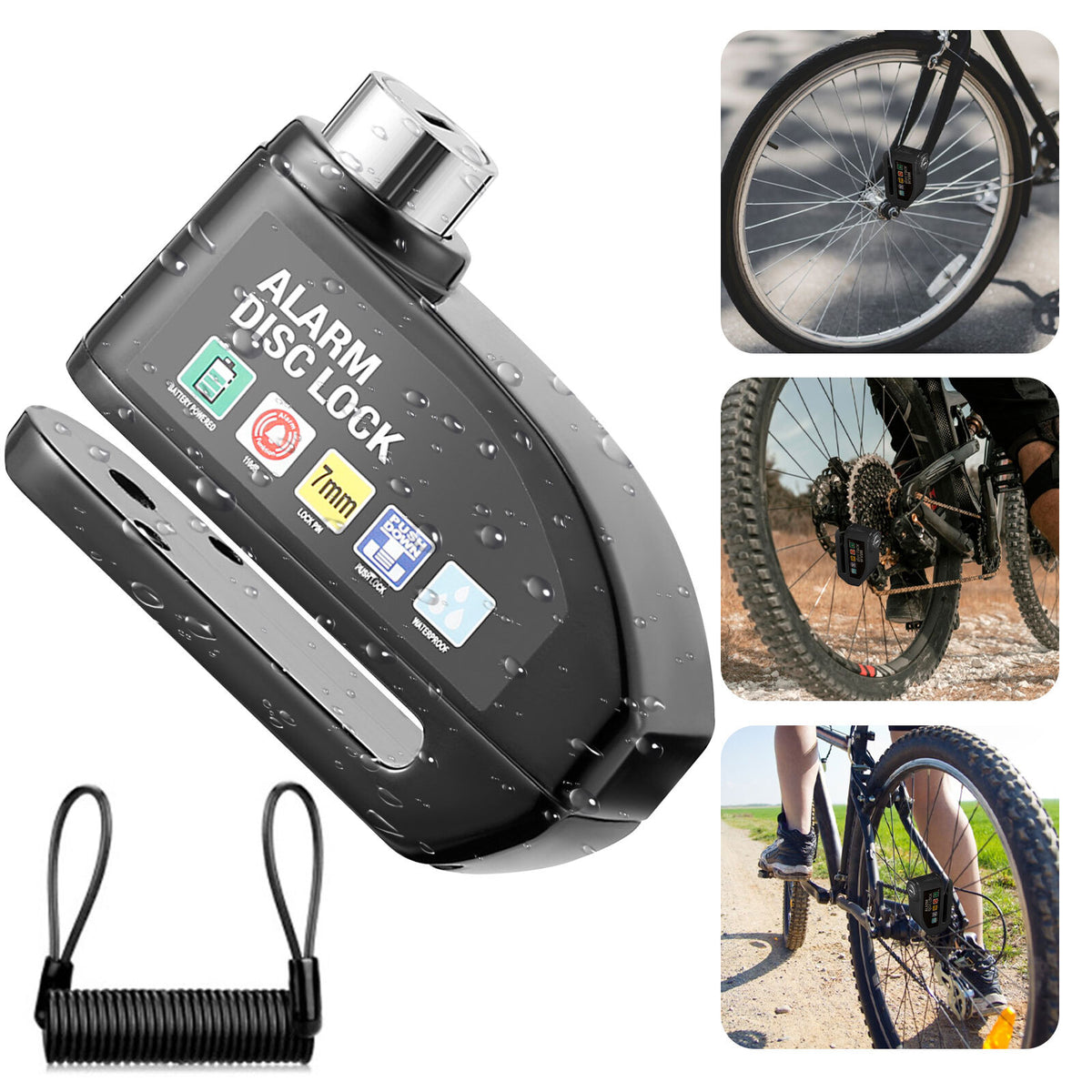 Anti-Theft Bicycle Disc Lock with Alarm for Motorcycle Scooter Security