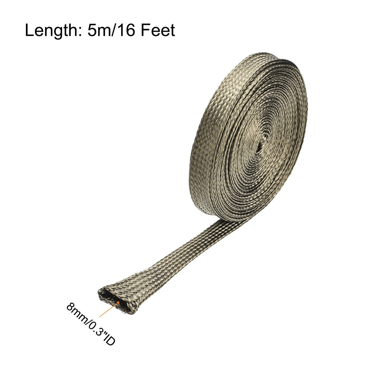 Automotive Heat Shield Sleeve 0.3 Inch ID 16Ft Fuel Line Protection Titanium