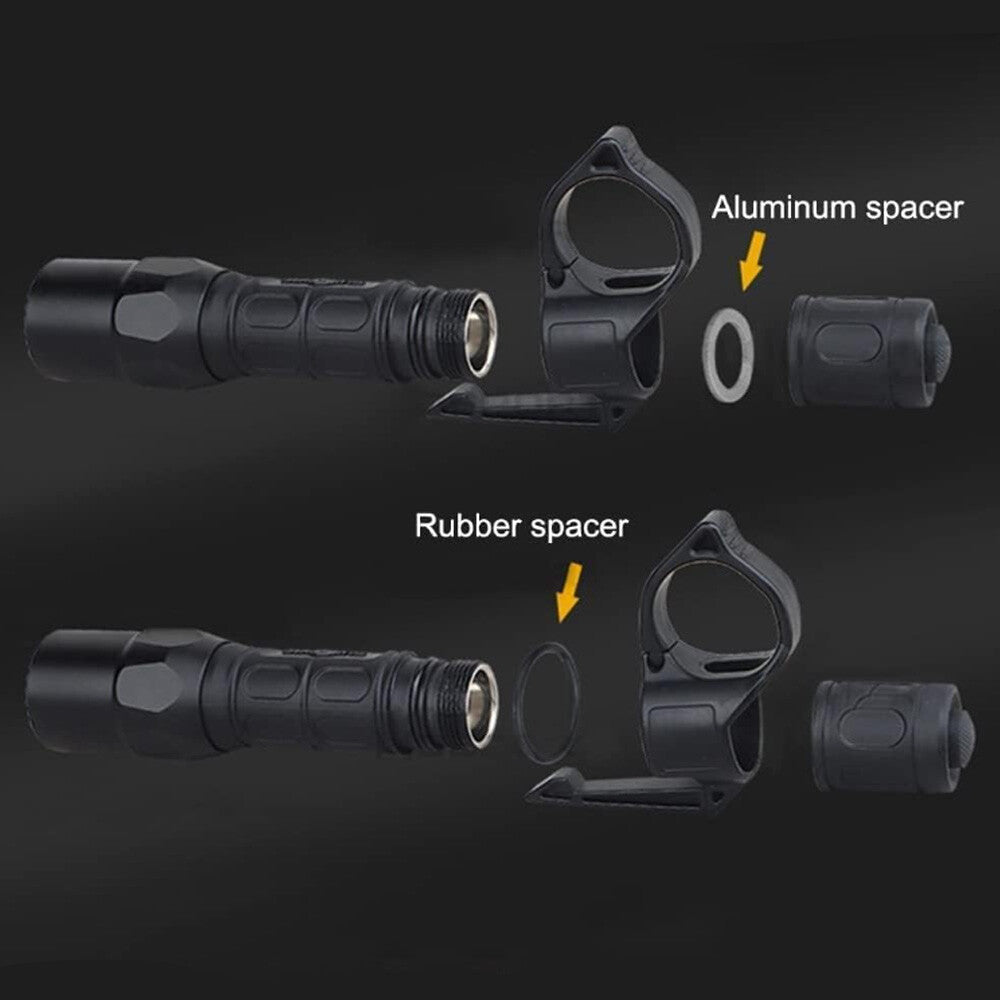 Tactical Flashlight Ring Holder with Clip for 1-Inch Flashlights, Portable and Durable