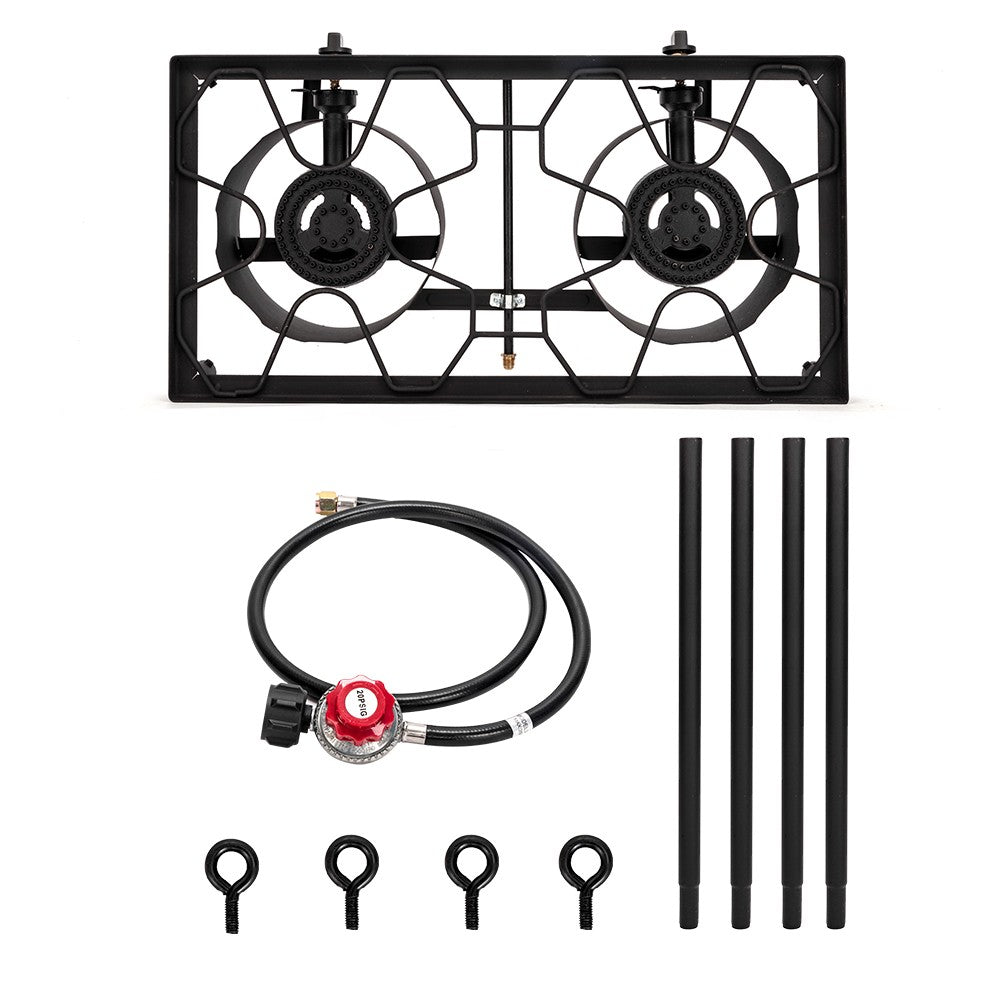 150,000 BTU Double Burner Gas Cooker Stand Stove for Outdoor BBQ Camping
