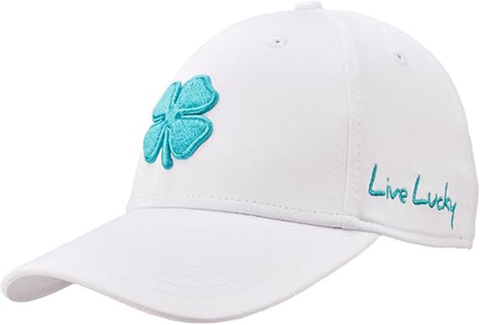 Black Clover Lucky Clover Logo White Fitted Golf Hat Small/Medium