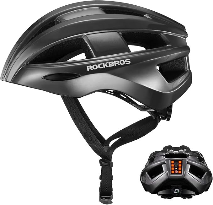 Lightweight Cycling Helmet with Built-in Taillight and Ventilation - 55-60cm