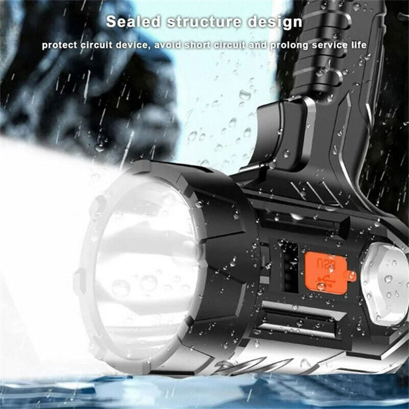 Bright Solar & USB Rechargeable LED Spotlight Flashlight - 900000000LM