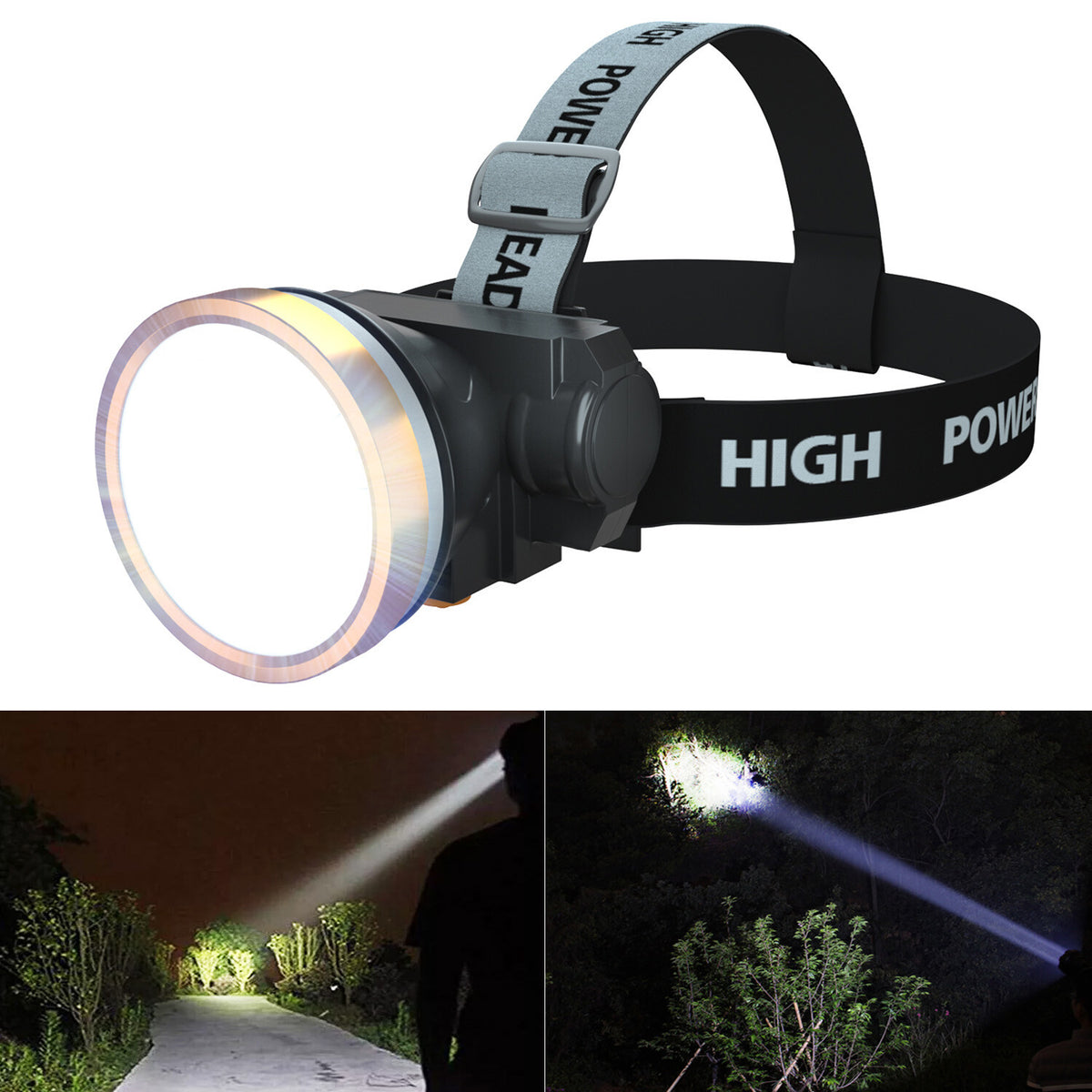 Rechargeable LED Headlamp for Outdoor Camping Hiking Fishing Waterproof Head Torch