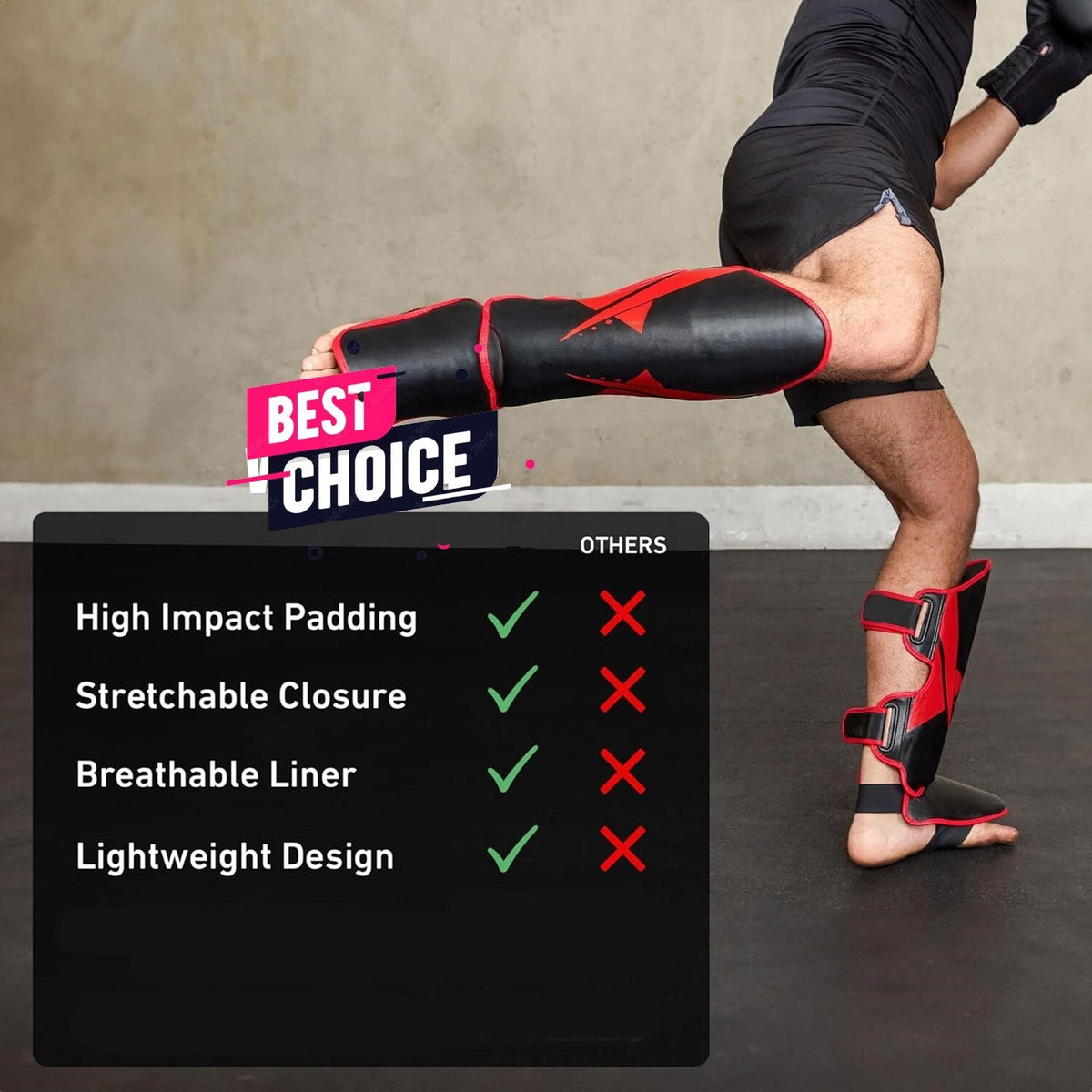 MMA Shin Guards Kickboxing Leg Protectors for Training & Sparring