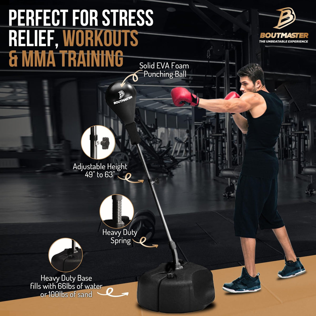 Adjustable Standing Punching Bag for Boxing & MMA Training - Stress Relief Fitness Equipment