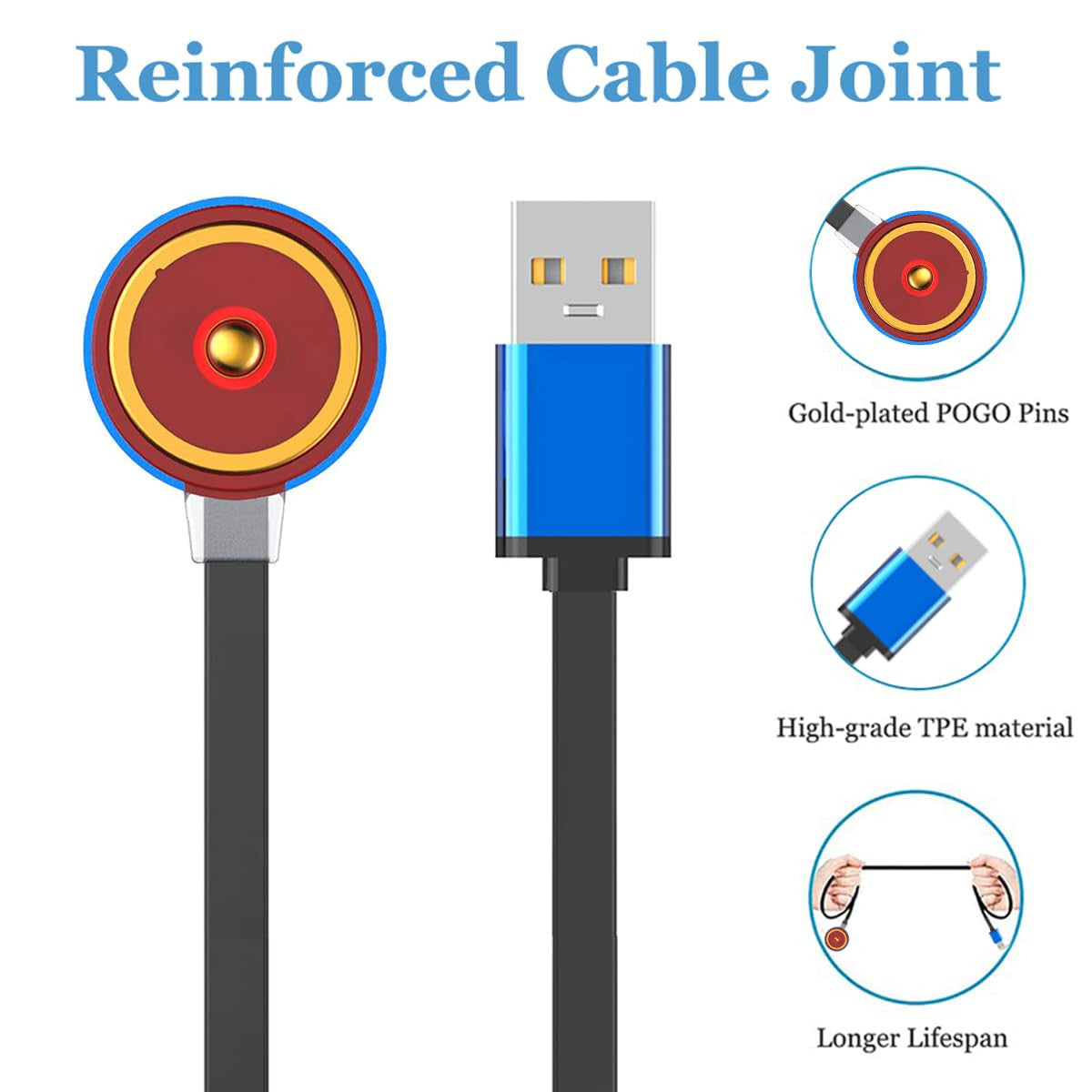 Magnetic Charging Cable for Olight Flashlights - 3.3ft Power Cord