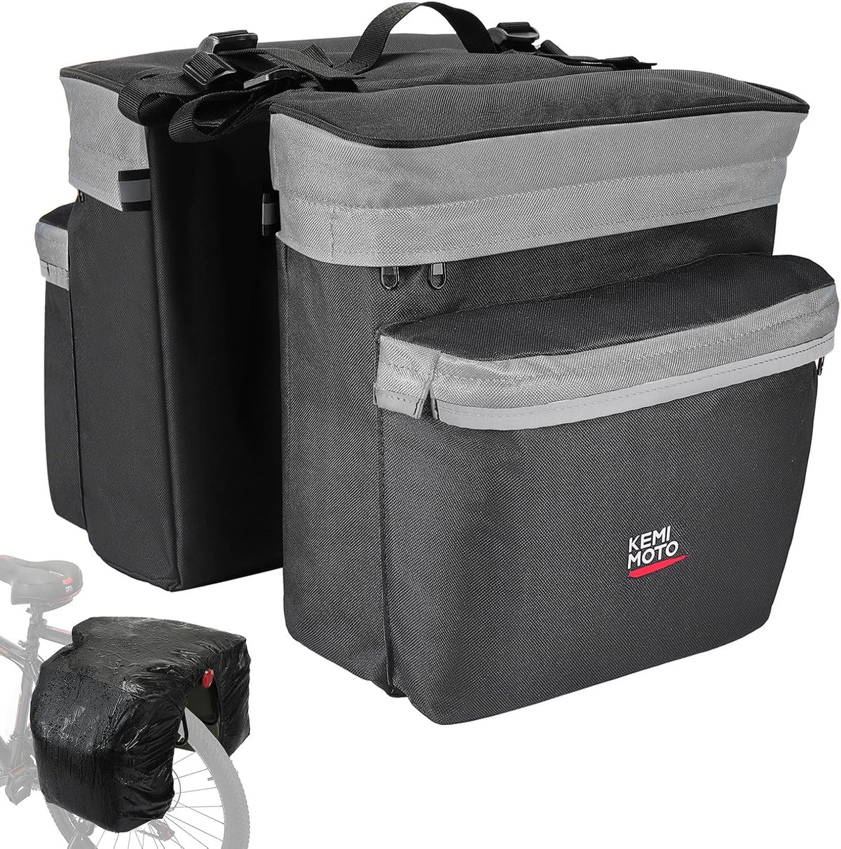 40L Waterproof Bicycle Panniers Bag for E-Bike with Rain Cover