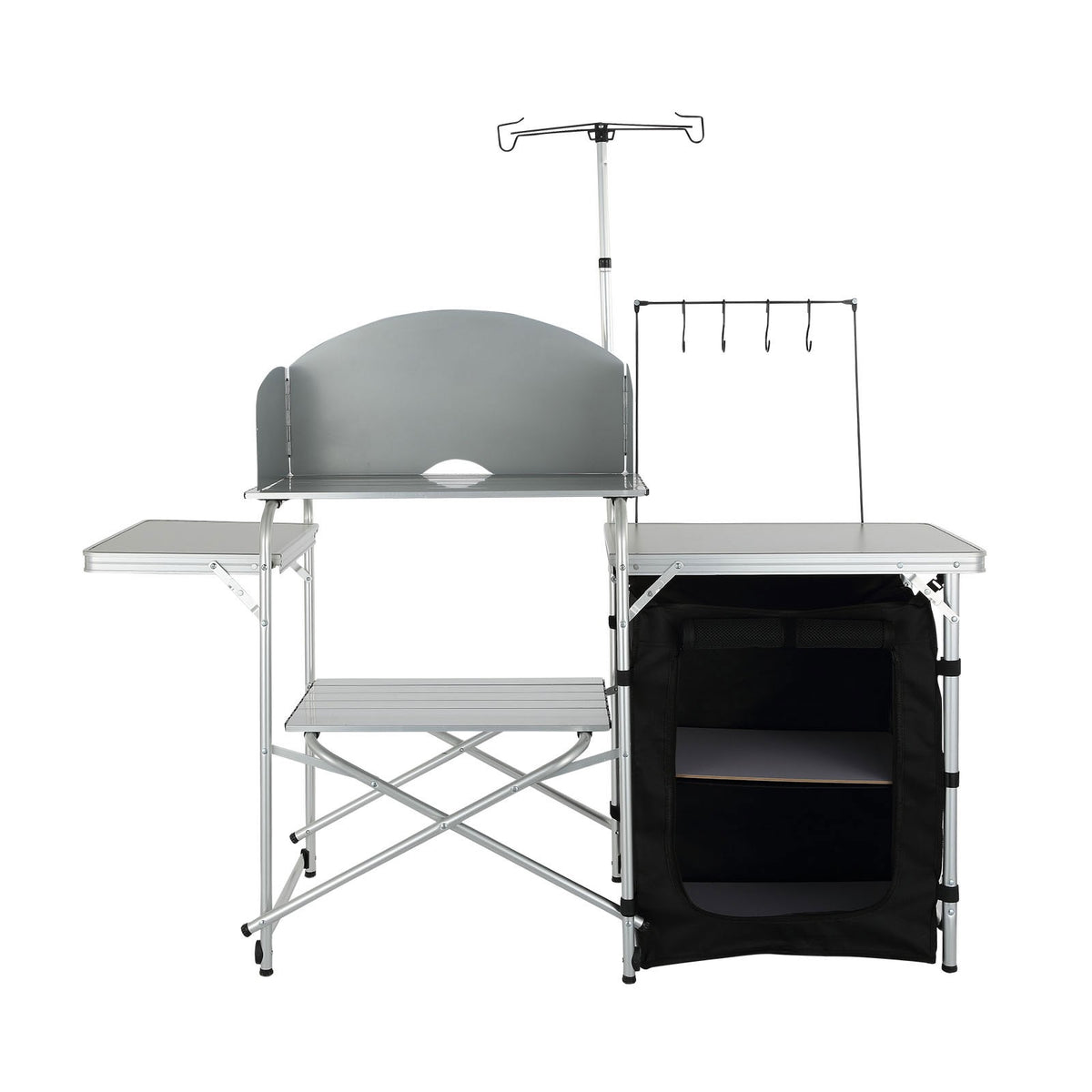 Portable Camping Kitchen Table with Folding Design and Storage