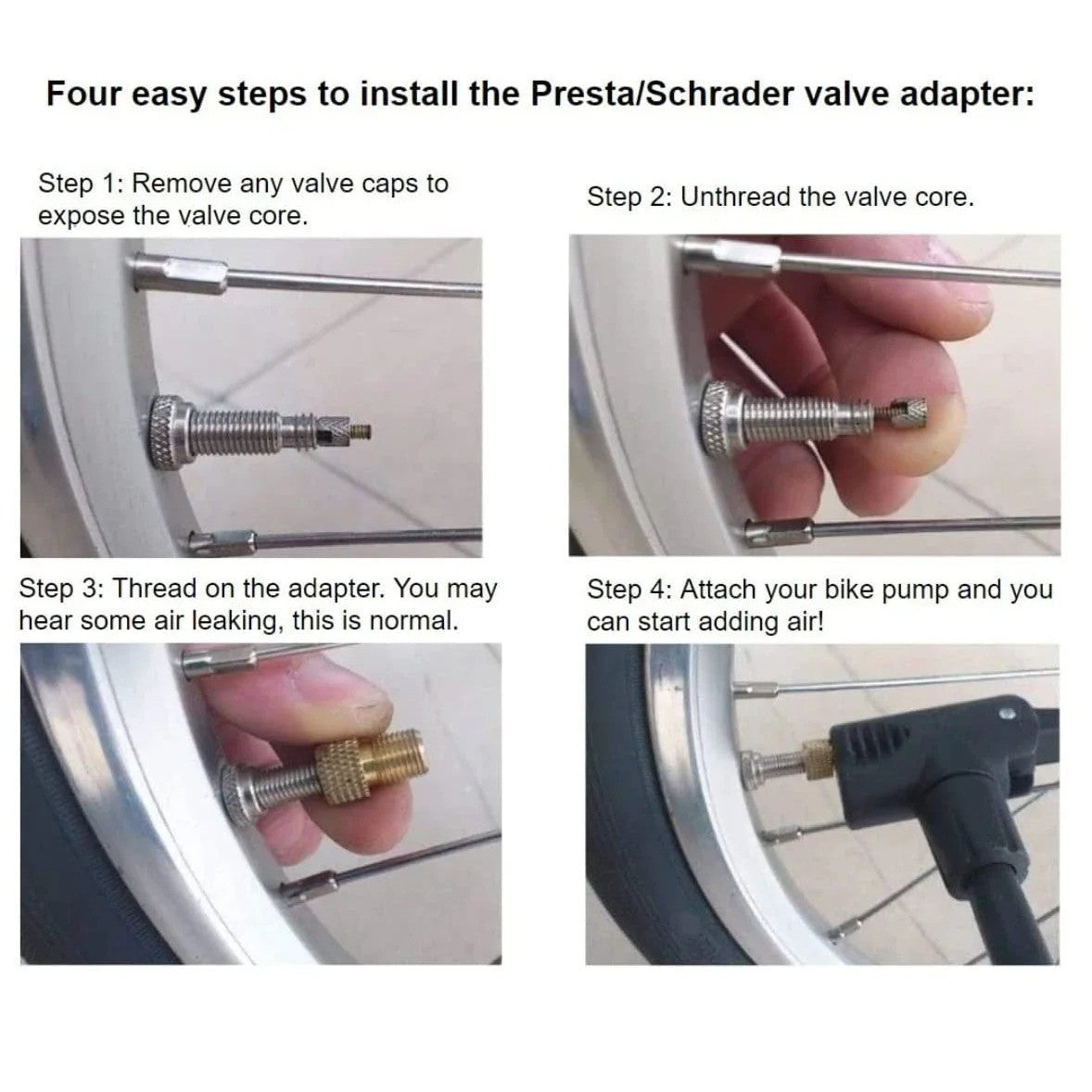 Presta to Schrader Valve Adapter for Bicycle Pump - Copper Golden