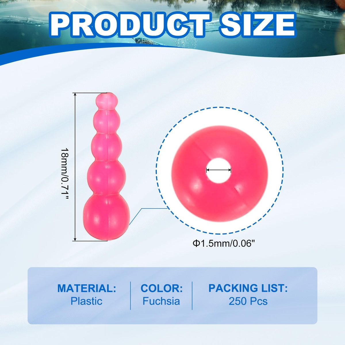 Fishing Beads 250Pcs 18mm Fuchsia Plastic Tackle for Rigging & Markers