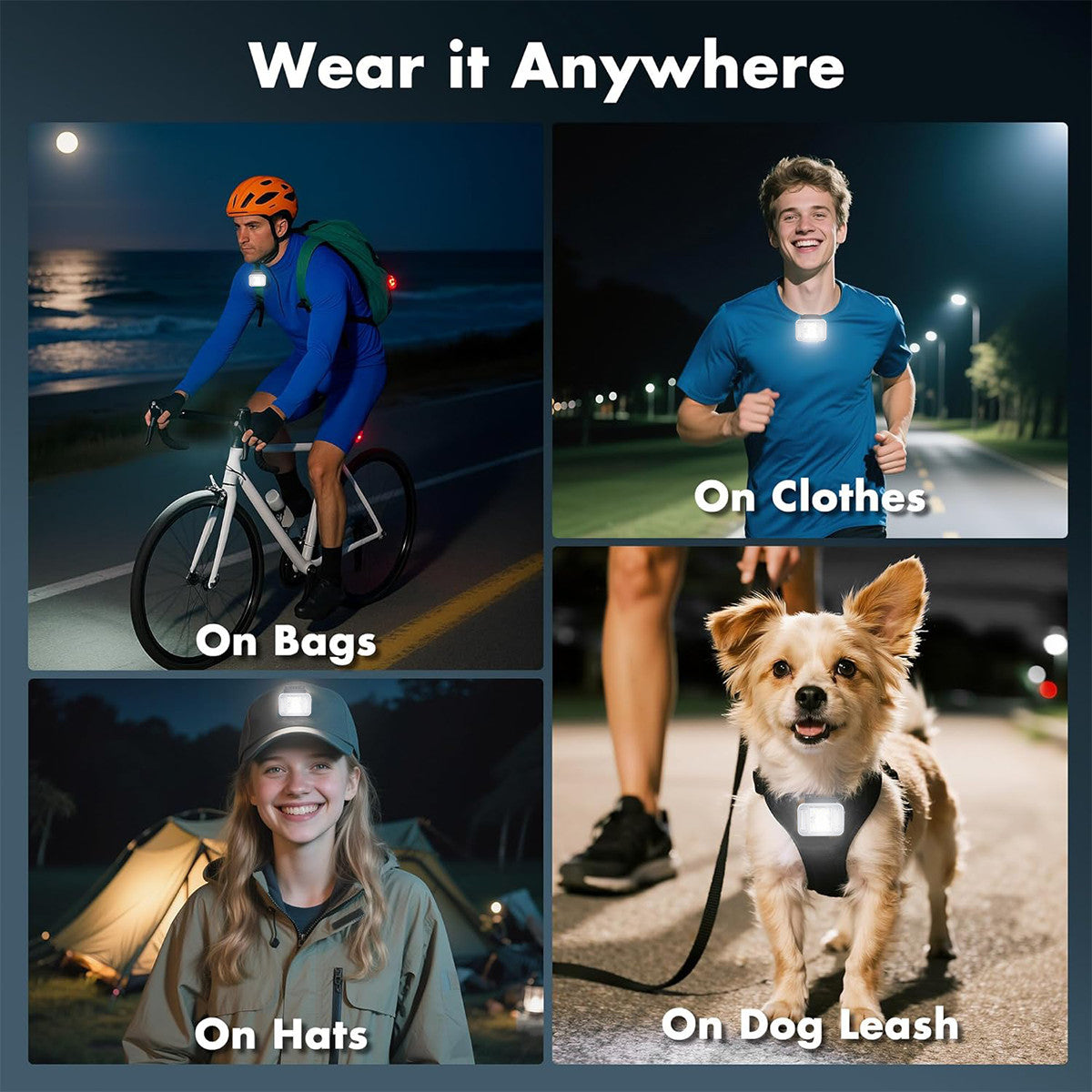 Rechargeable LED Headlamp with 6 Modes & Motion Sensor for Running Camping