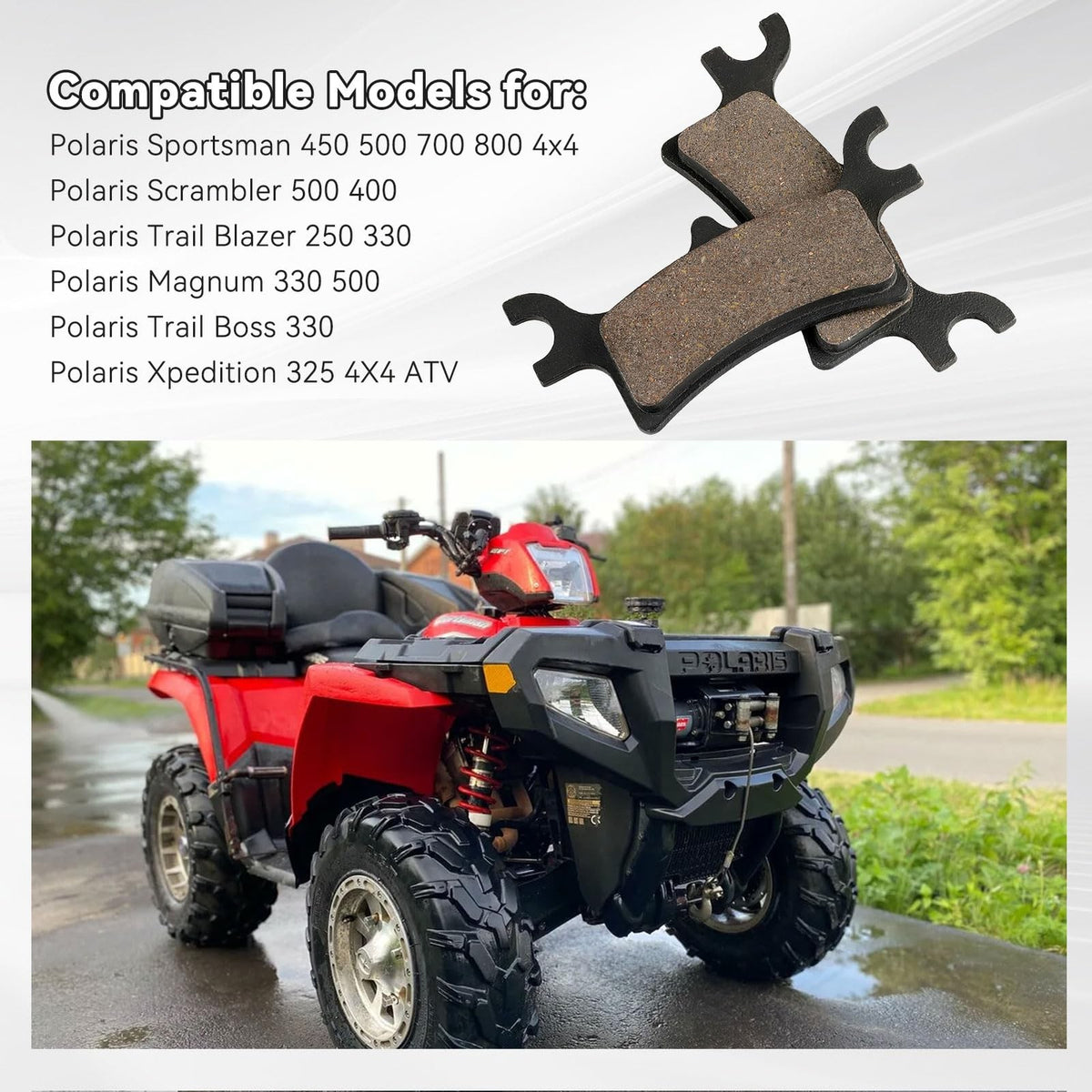 Polaris ATV Brake Pads Front & Rear Compatible with Sportsman 450-800