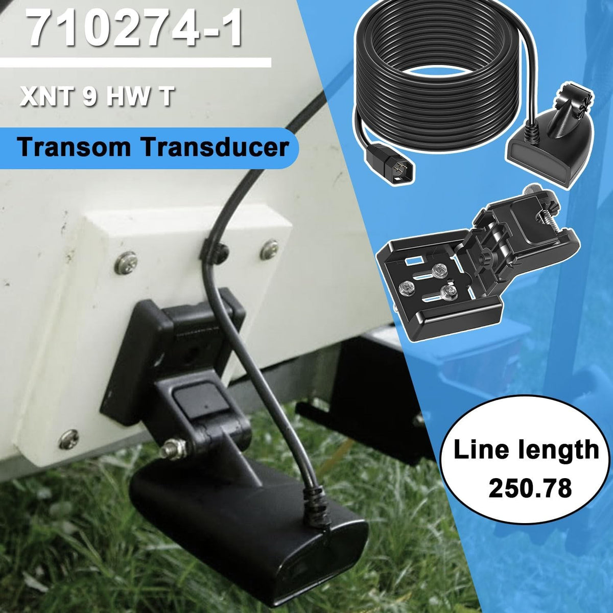 Marine Fish Finder Transducer for Humminbird Helix 5-12 with Temp Sensor
