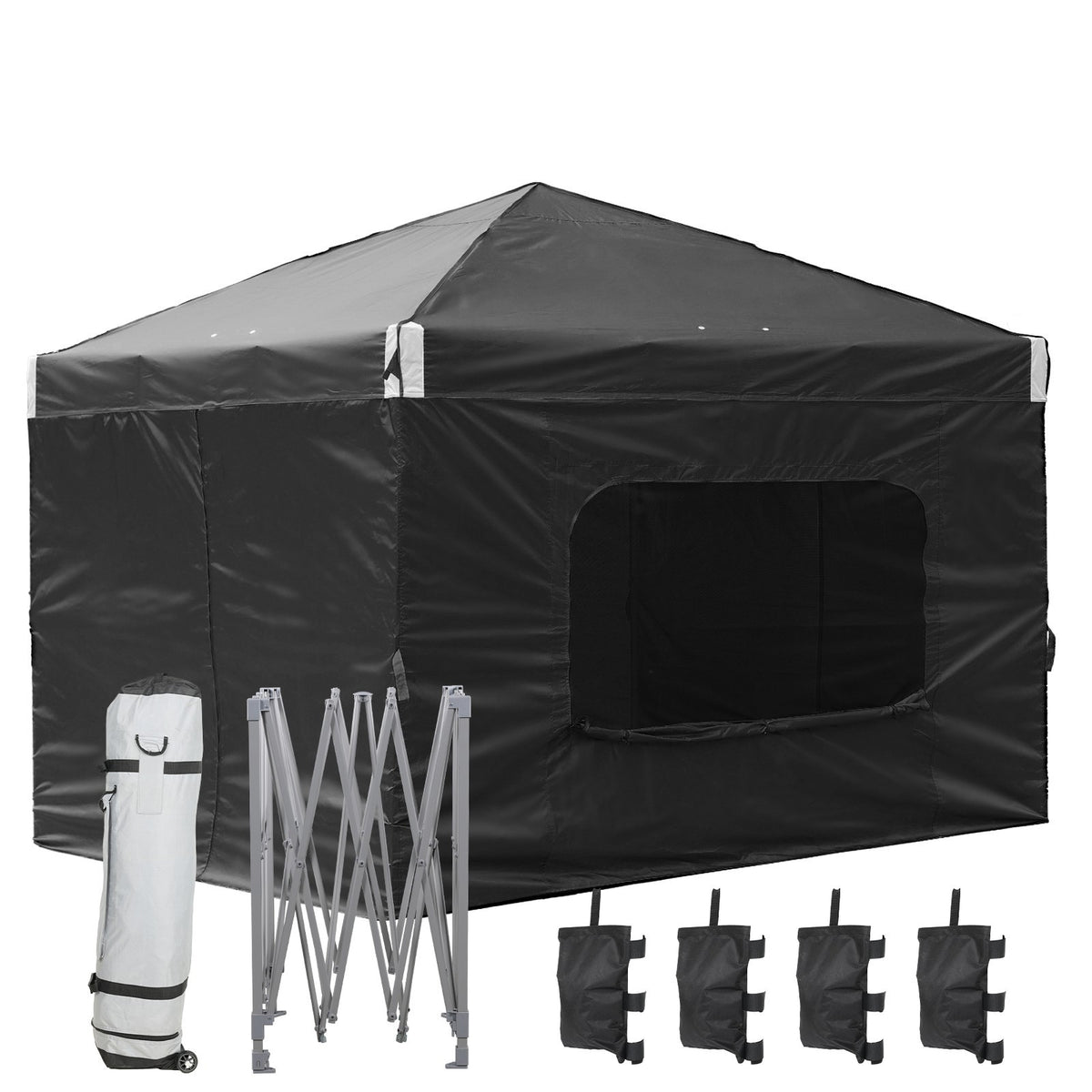 Portable Pop Up Canopy Tent with Sidewalls - 10x10 or 12x12 ft Shade Shelter with Stakes & Bag