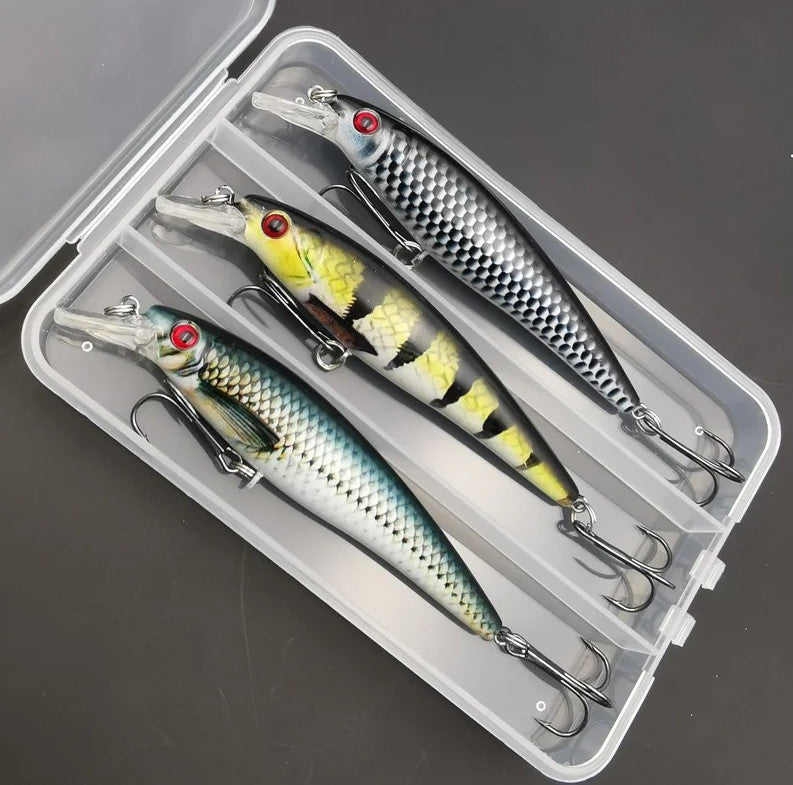 3-Piece Sinking Minnow Fishing Lures Set - Colorful Hard Baits, 11cm/4.3in, 13g